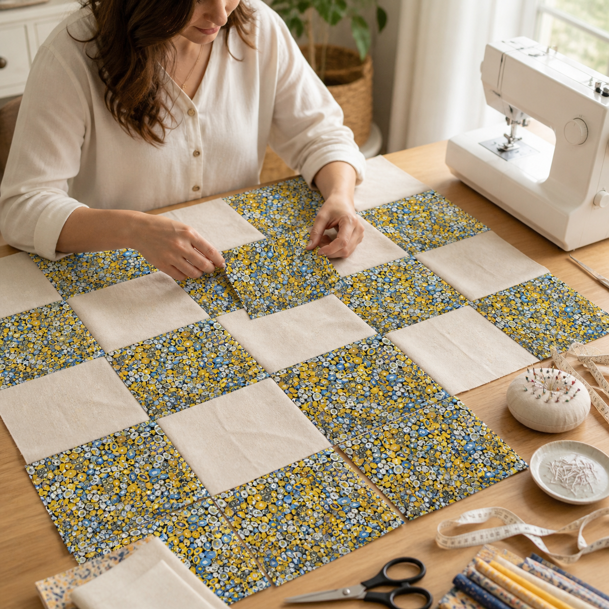 Circles Cobalt Metallic Cotton Fabric - Gustav Klimt for Robert Kaufman