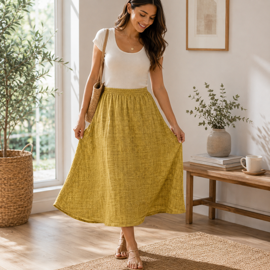 Kokka Yellow Mustard Triple Washed Double Gauze Fabric – 100% Cotton Japanese Fabric