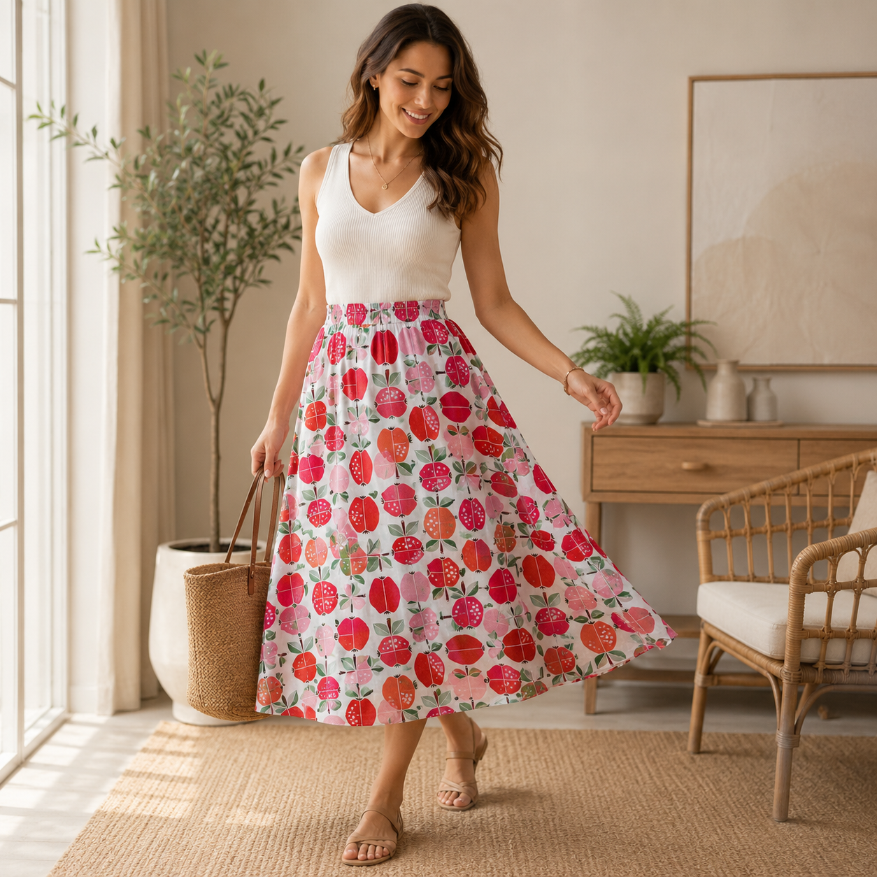 Under the Apple Tree-Orchard Apple Red Fabric-Loes Van Oosten-Cotton + Steel