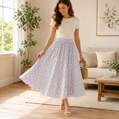 Rifle Paper Co. Daisy Gingham Blue Quilting Cotton Fabric – Easter Collection