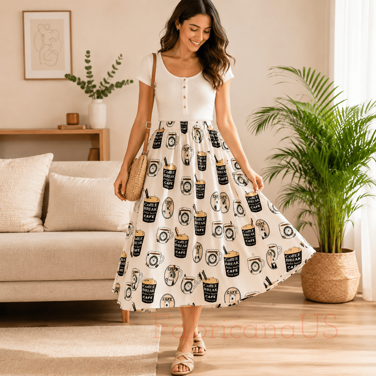Kiyohara Polar Bear Coffee Japanese Cotton Twill Fabric