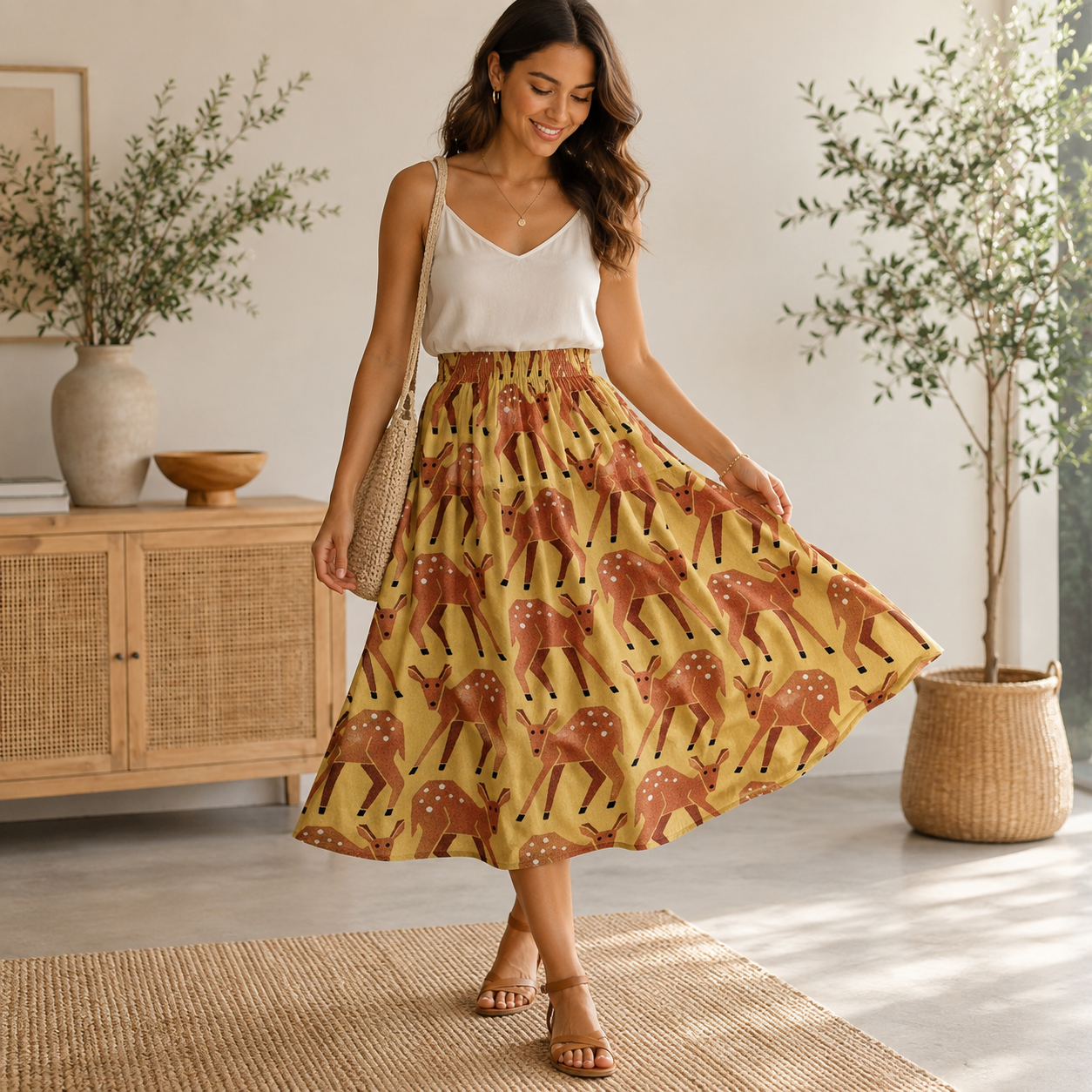 On a Fall Day Fawn & Blonde Fabric – Loes Van Oosten for Cotton + Steel – Premium Quilting Cotton – Autumn Woodland Fabric
