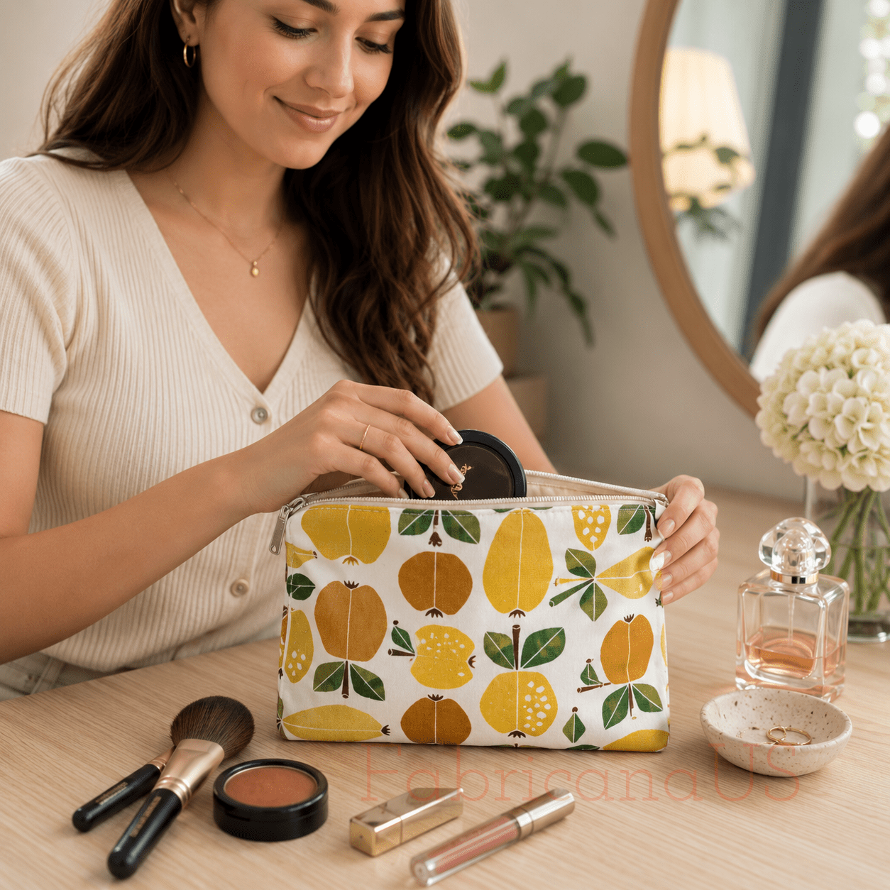 Under the Apple Tree-Orchard Golden Fabric-Loes Van Oosten