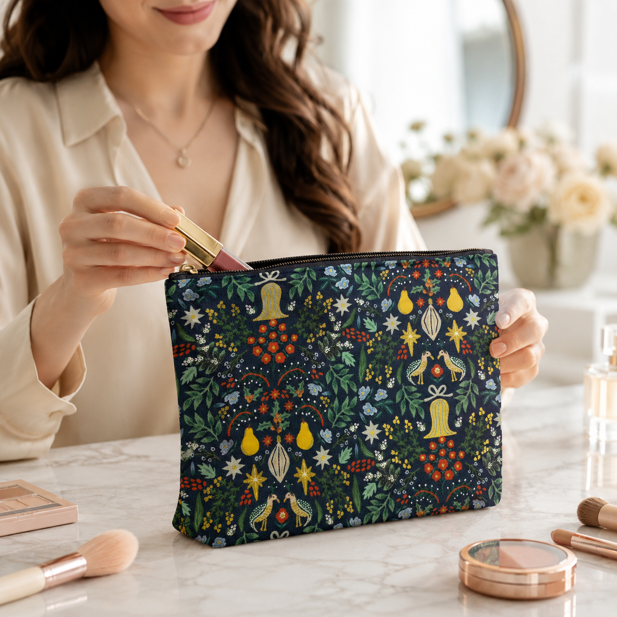 Holiday Classics - Partridge - Rifle Paper Co - Navy - Cotton + Steel
