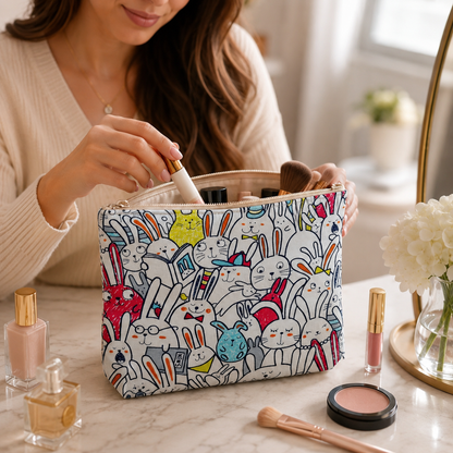 Rabbit Oxford Fabric – Kokka Japanese Fabric – Cute Bunny Print Cotton Oxford Fabric