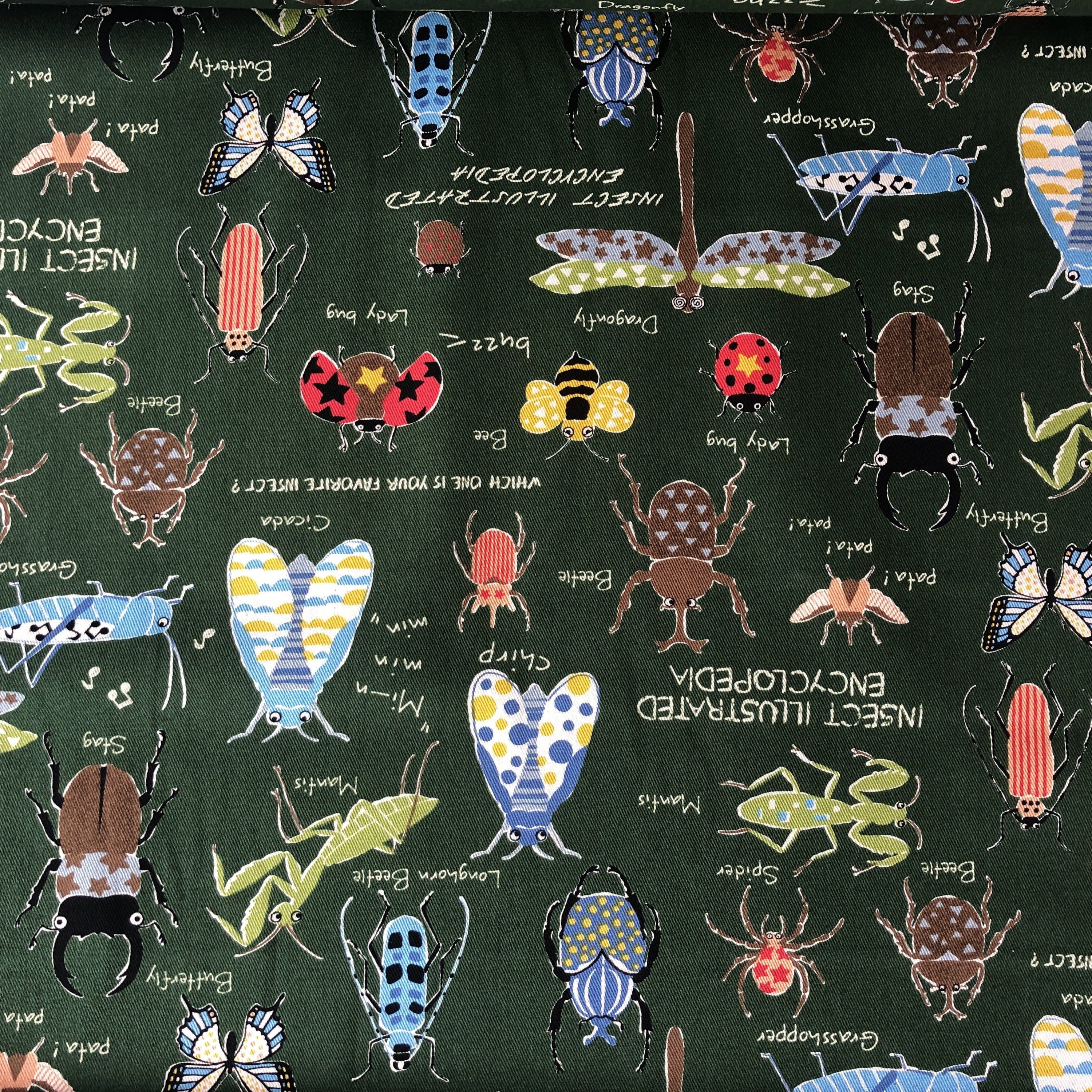 Kobayashi  Japanese Insects Cotton Twill Fabric. - Fabricanaus