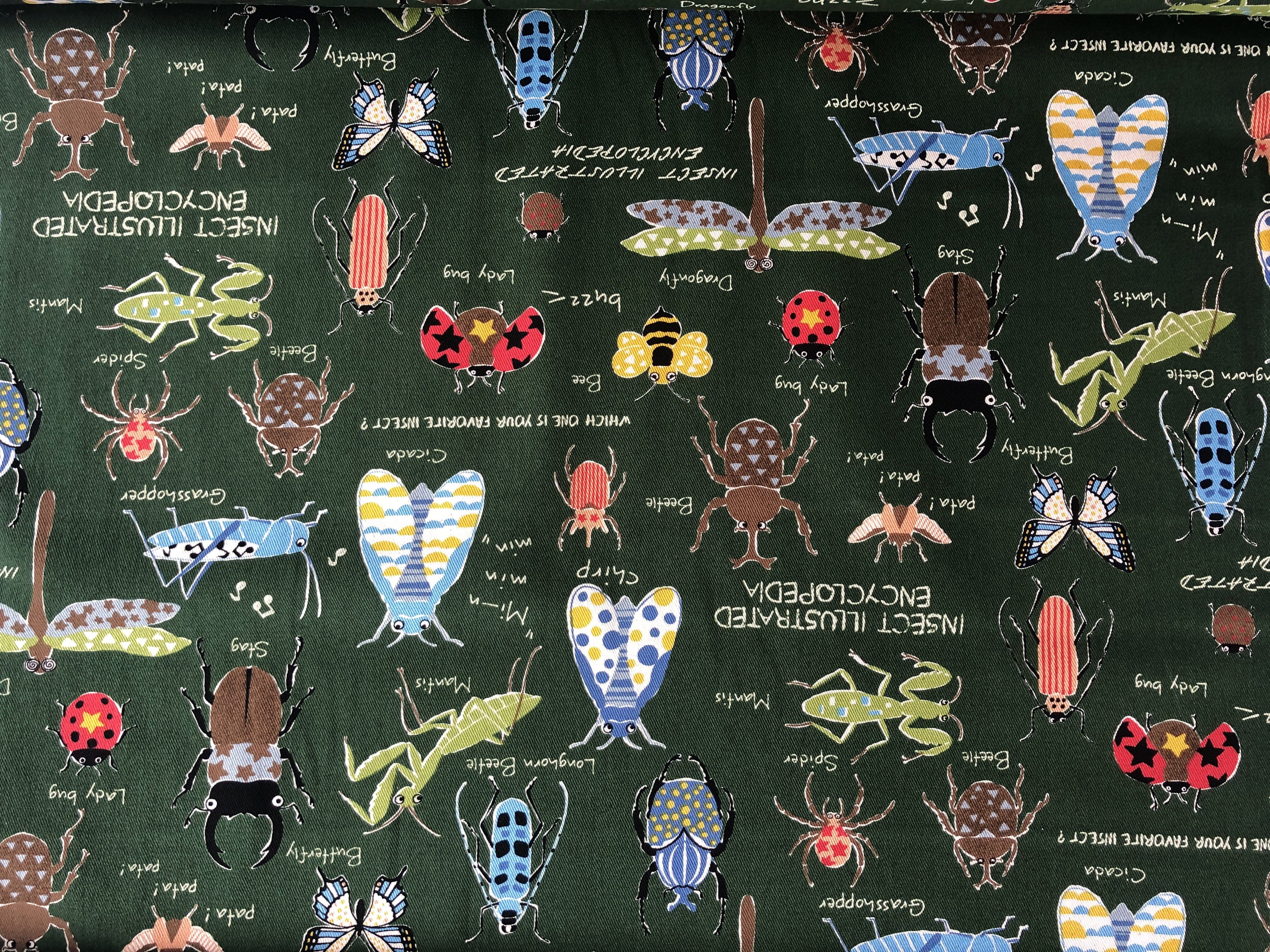 Kobayashi  Japanese Insects Cotton Twill Fabric. - Fabricanaus