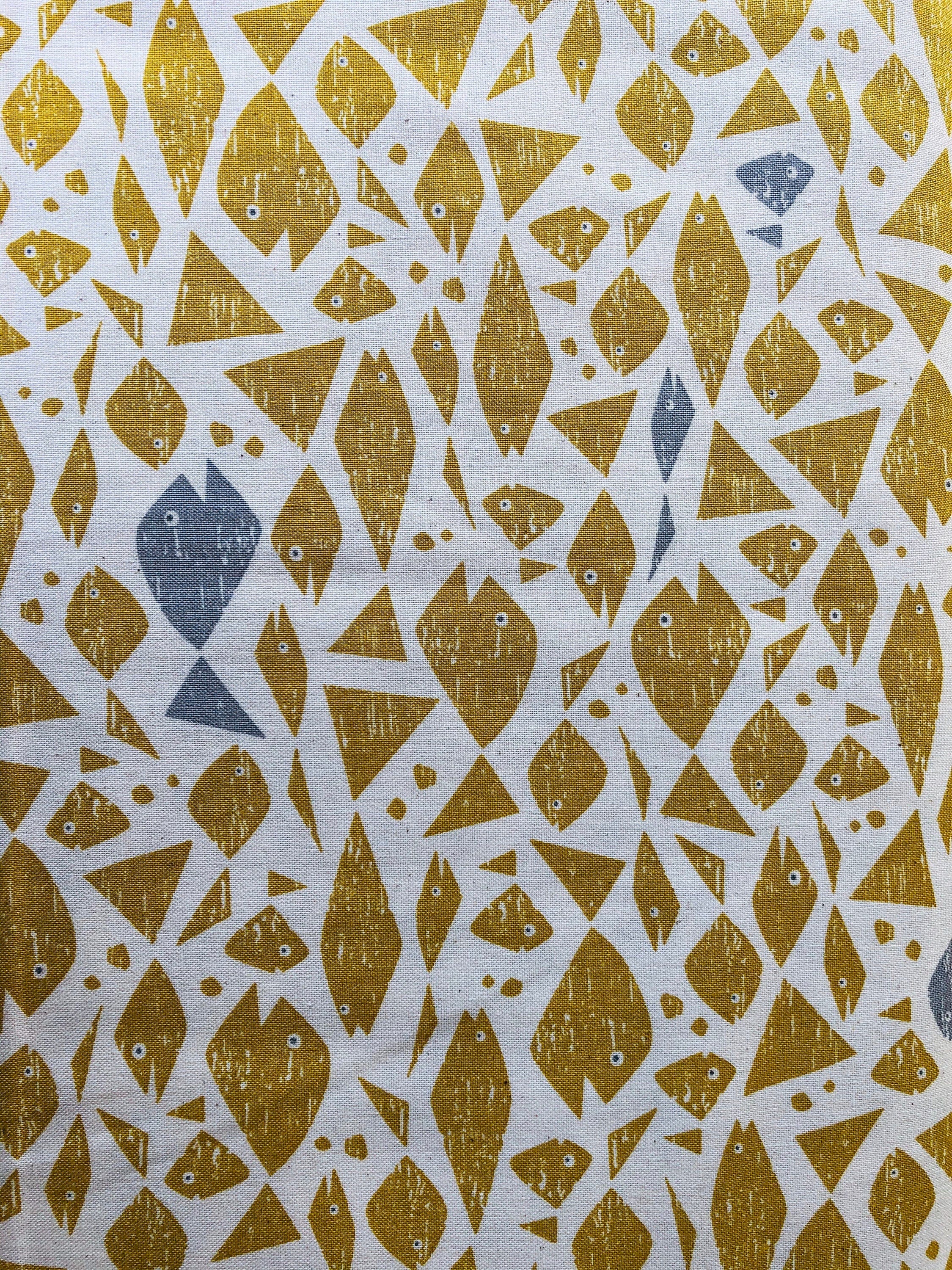 By The Seaside - Happy Fish - Yellow Unbleached Fabric - Loes Van Oosten - Cotton + Steel - Quilting Cotton Fabric - LV102-YE2U