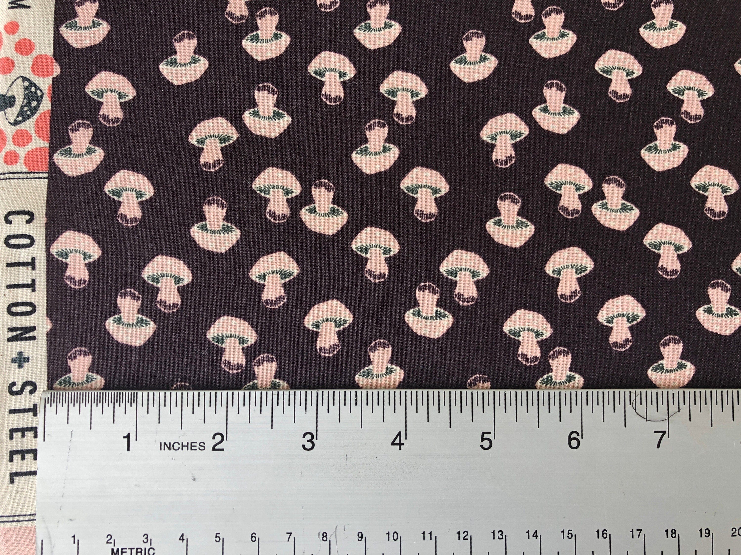 In The Woods -Mushroom-Eggplant Unbleached Fabric- Loes Van Oosten - Cotton + Steel - RJR Fabric - Quilting Cotton Fabric -