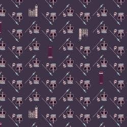 London Town HRH - Royal Purple Fabric- Sara Mulvanny - Cotton + Steel - Purple - Red - Blue - Quilting Cotton - SY104-RP3