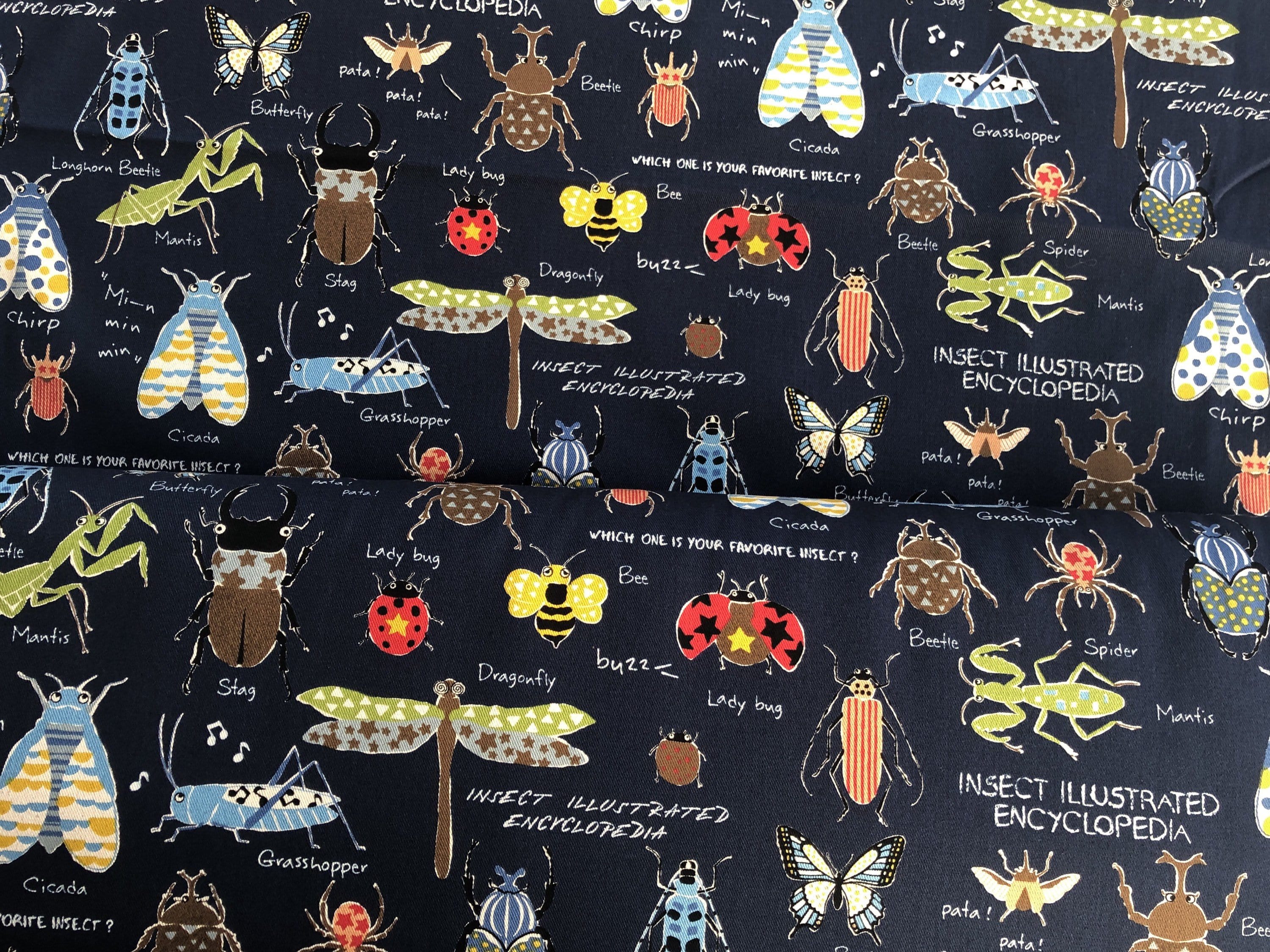 Kobayashi  Japanese Insects Cotton Twill Fabric. - Fabricanaus