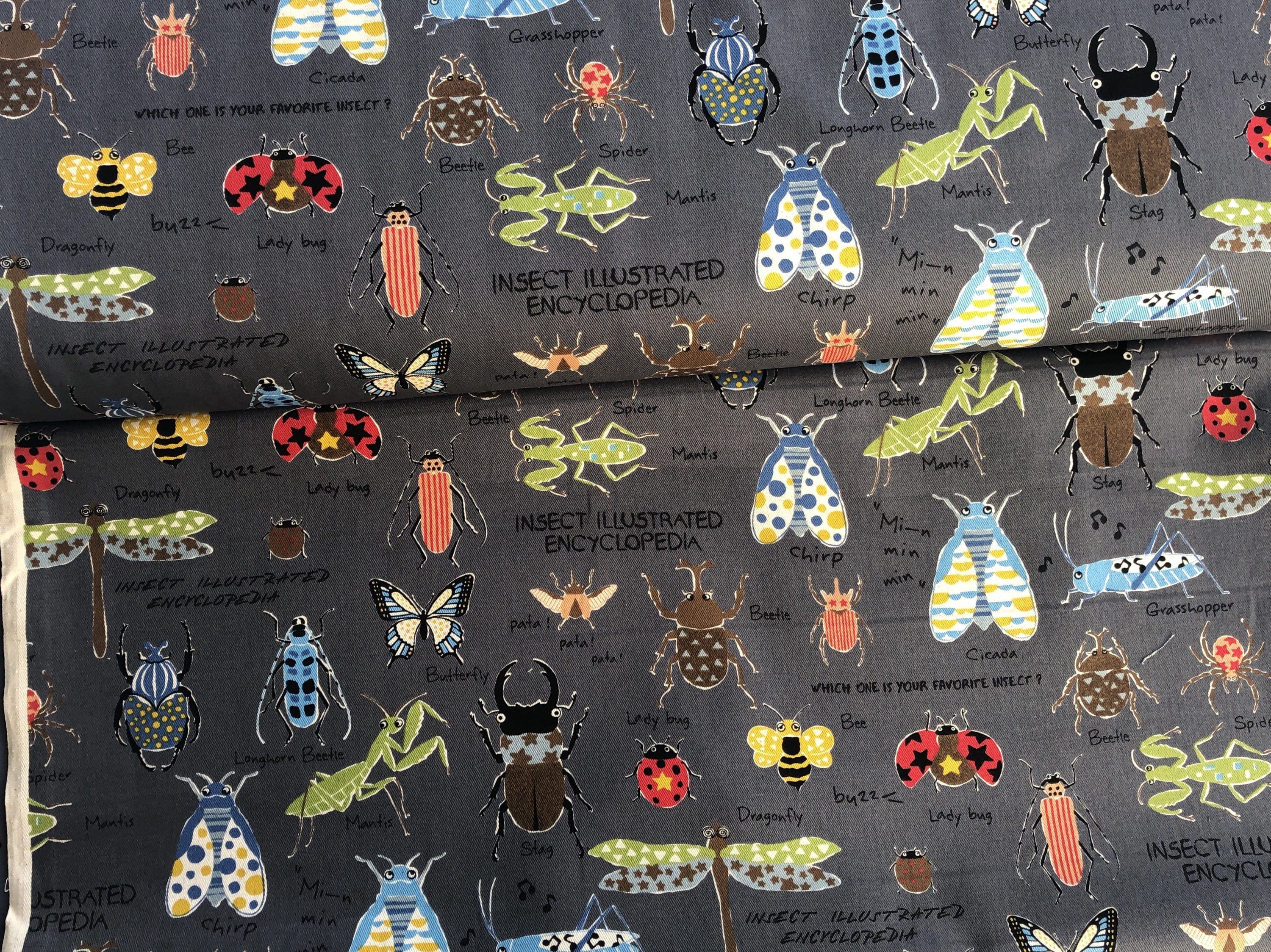 Kobayashi  Japanese Insects Cotton Twill Fabric. - Fabricanaus