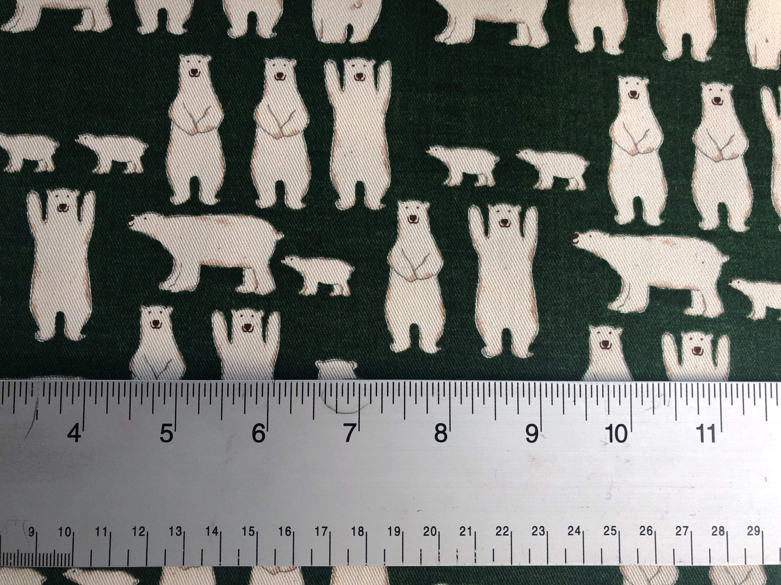 Kobayashi Polar Bear Beige Green Twill Cotton Fabric.