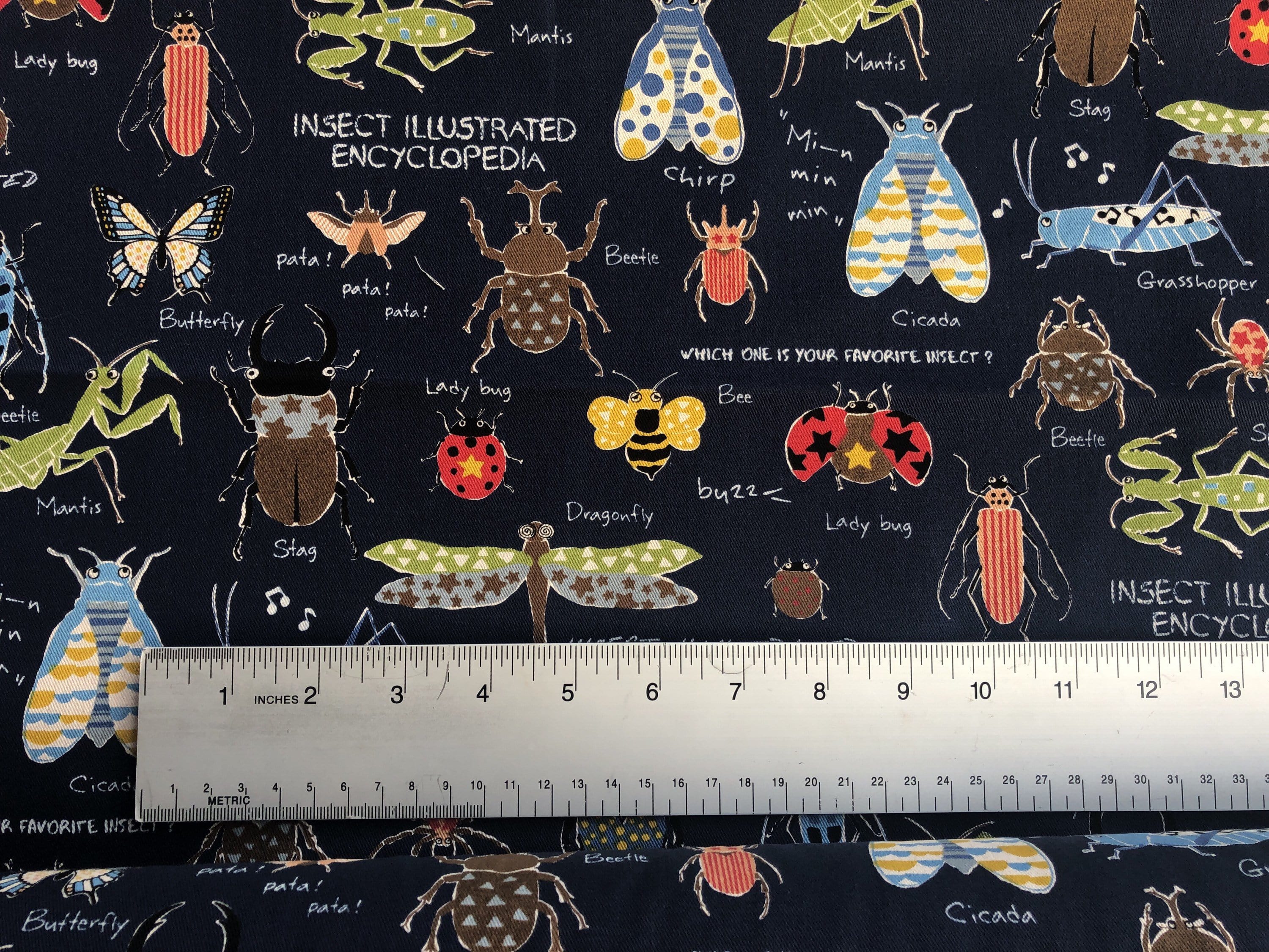 Kobayashi  Japanese Insects Cotton Twill Fabric. - Fabricanaus