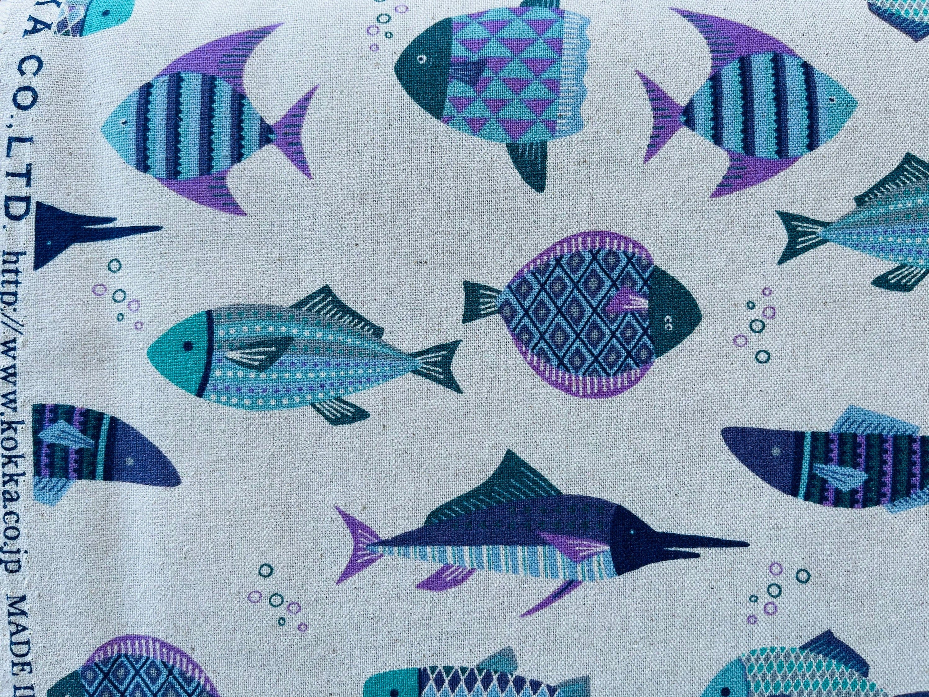 Japanese Kokka Fish Lightweight Cotton Linen Canvas.