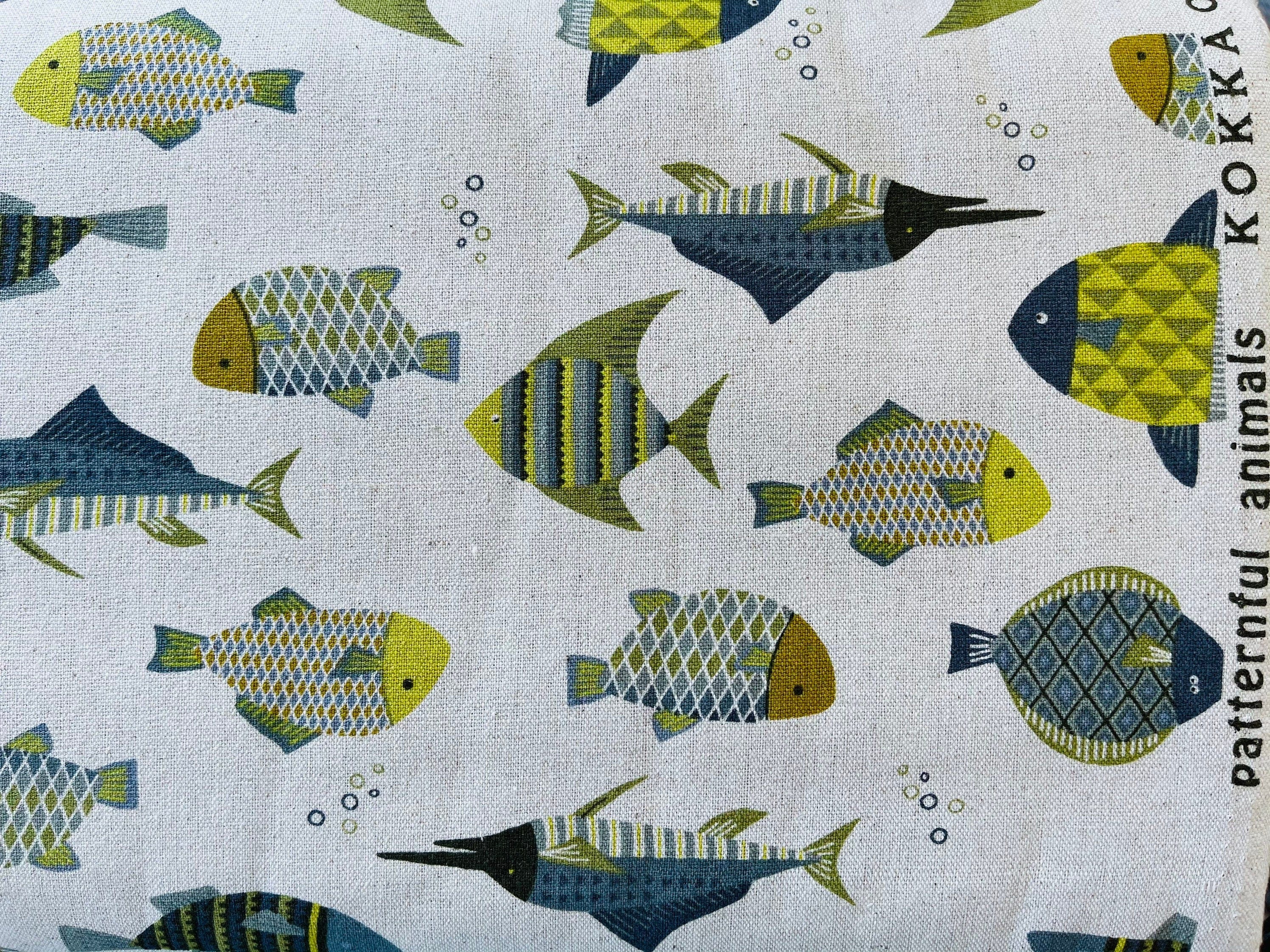Japanese Kokka Fish Lightweight Cotton Linen Canvas.