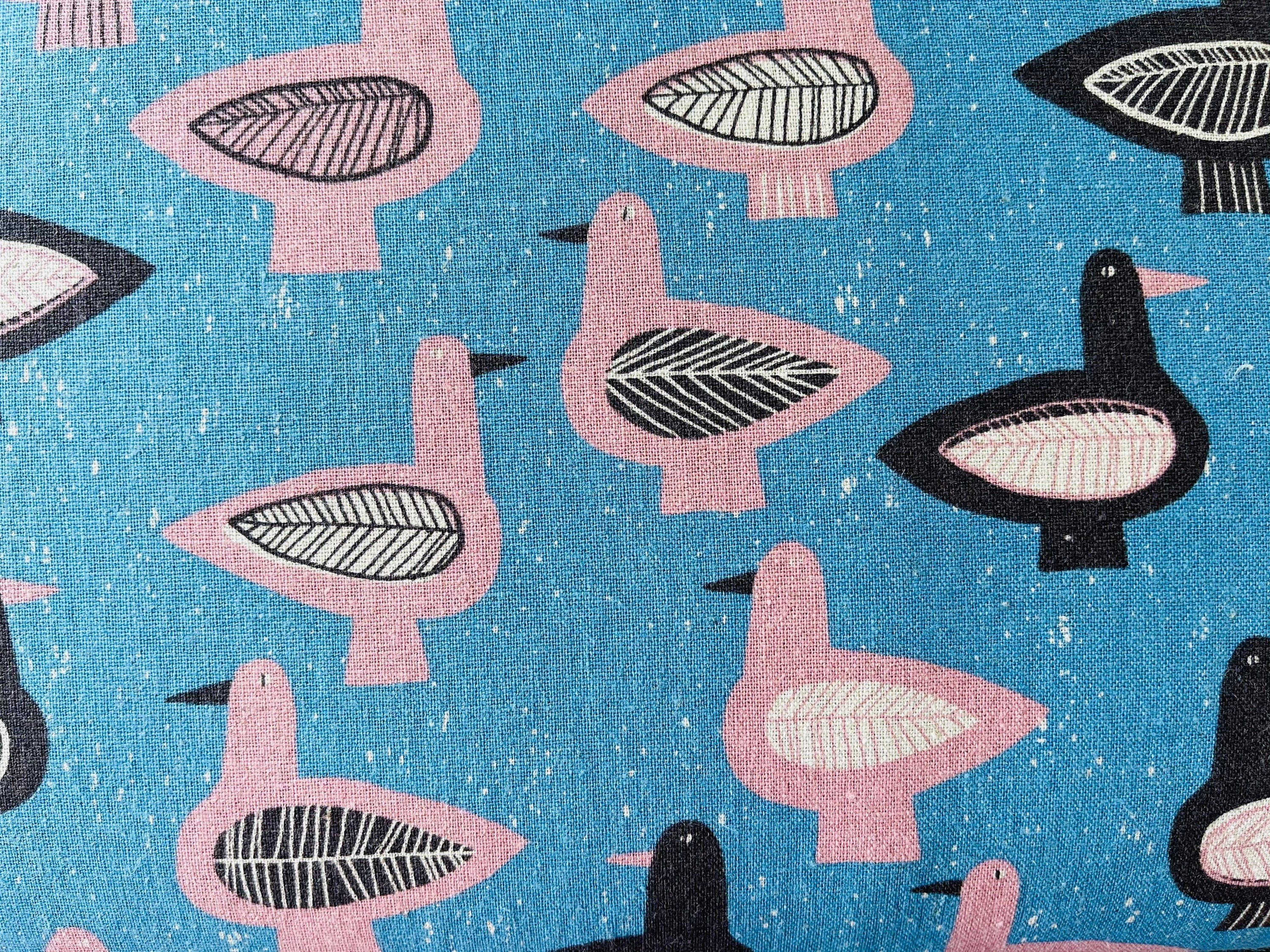 Bird Canvas - Hokkoh - Japanese Fabric - Brown - Blue - Pink - Lightweight Canvas - 1021-730
