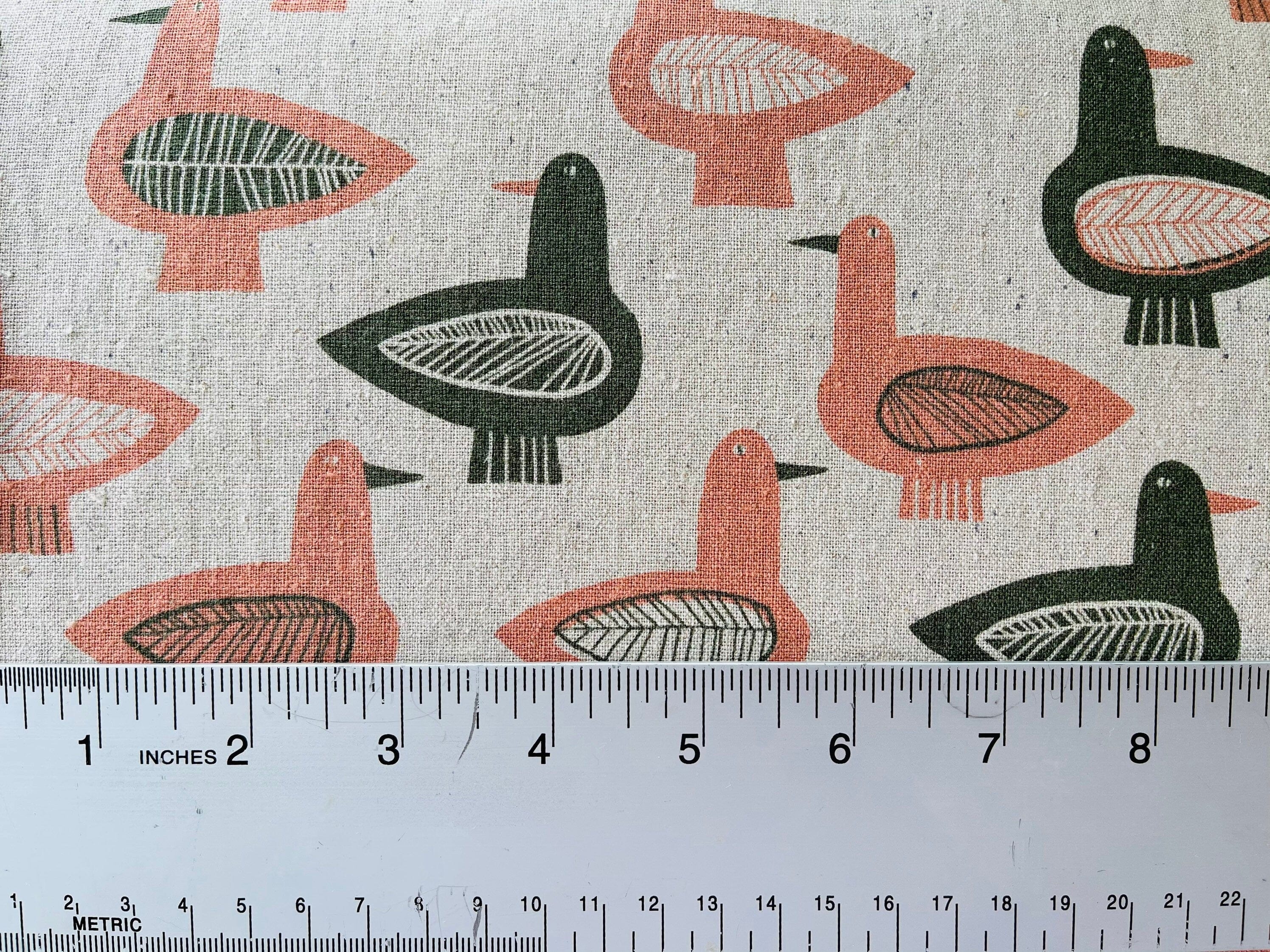 Bird Canvas - Hokkoh - Japanese Fabric -  Pink - Brown - Natural - Gray - Lightweight Canvas - 1021-730