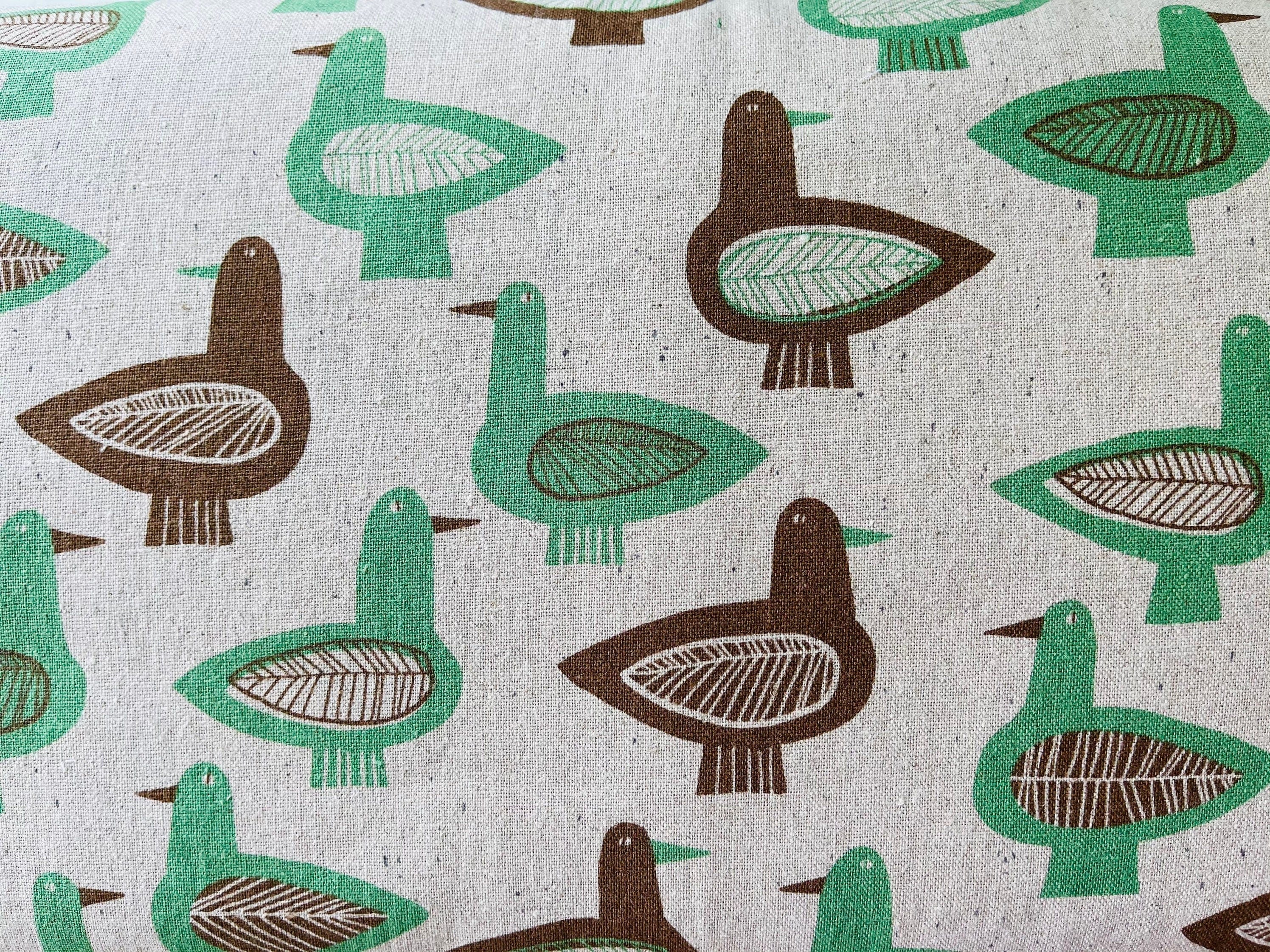 Bird - Bird Canvas - Hokkoh - Japanese Fabric - Green - Brown - Natural - Gray - Lightweight Canvas - 1021-730
