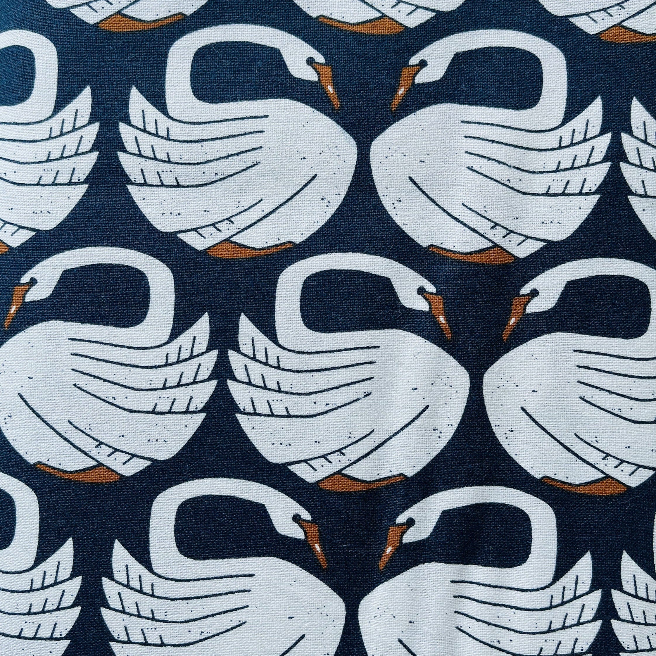 On a Spring Day Loving Swans Navy Canvas Cotton+ Steel LV401-NA7C.