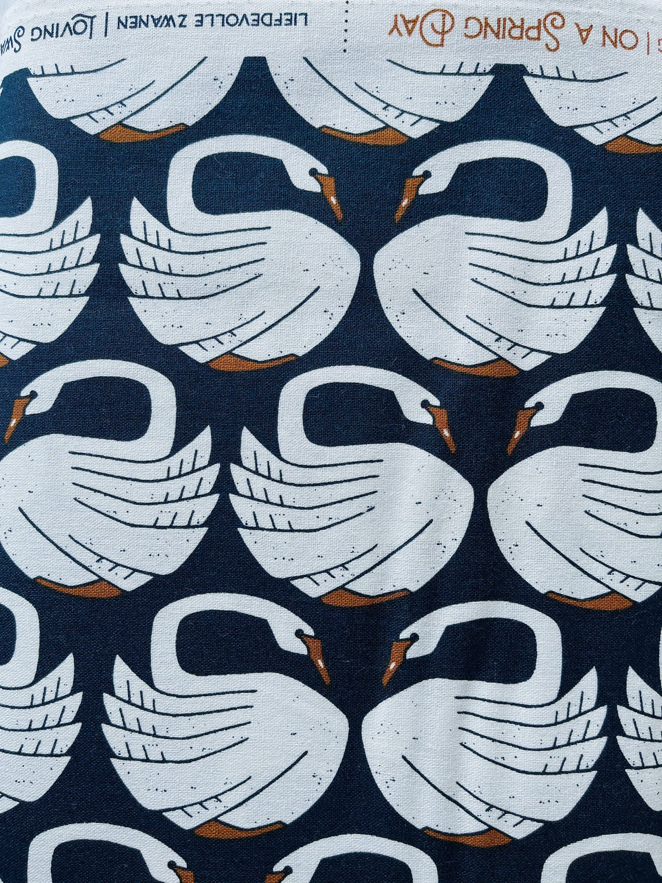 On a Spring Day Loving Swans Navy Canvas Cotton+ Steel LV401-NA7C.