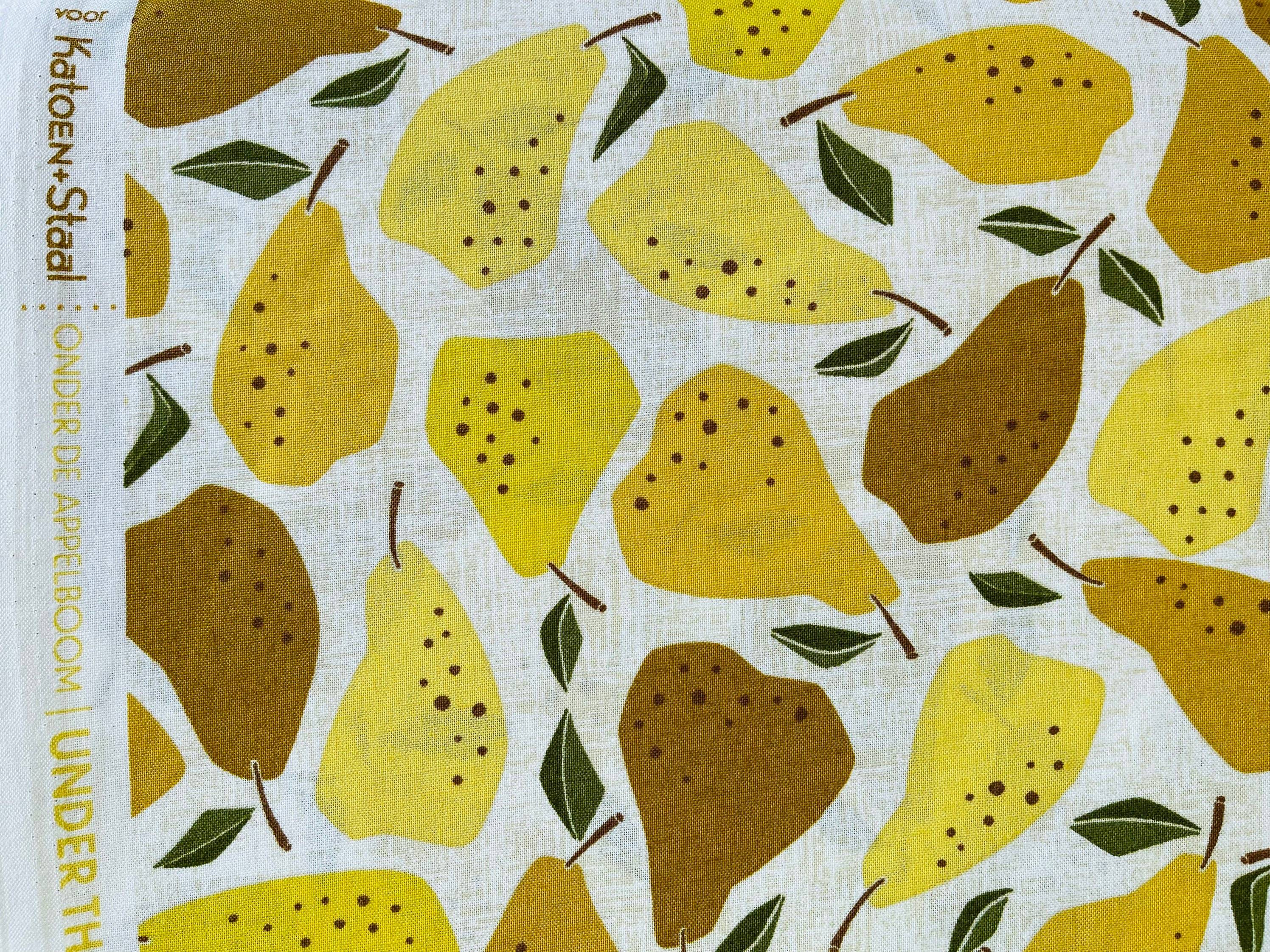 Under the Apple Tree - Quince -Yellow Fabric - Yellow - Brown - Olive - Loes Van Oosten - Cotton + Steel  - Quilting Cotton - LV502-YE2