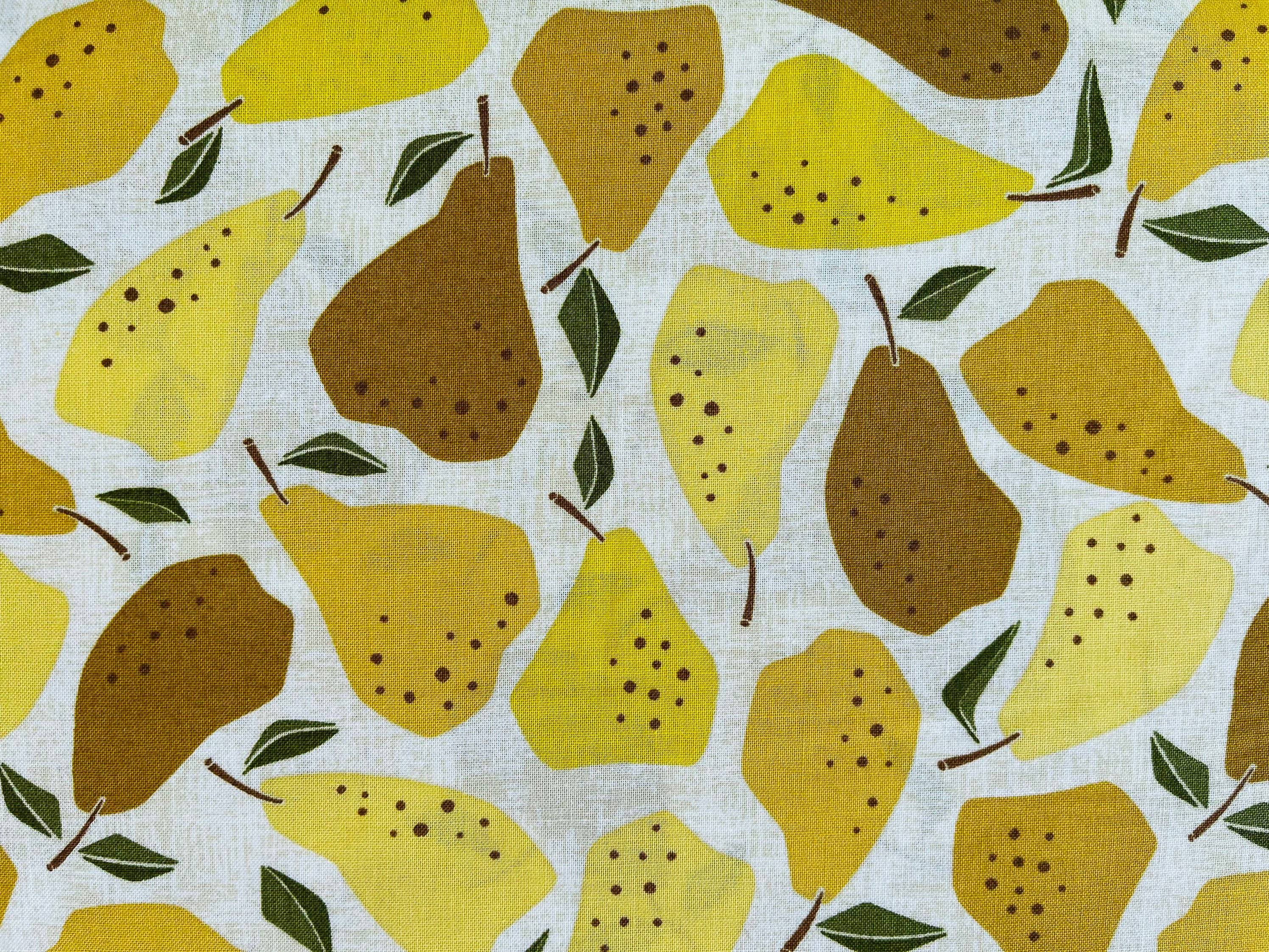 Under the Apple Tree - Quince -Yellow Fabric - Yellow - Brown - Olive - Loes Van Oosten - Cotton + Steel  - Quilting Cotton - LV502-YE2
