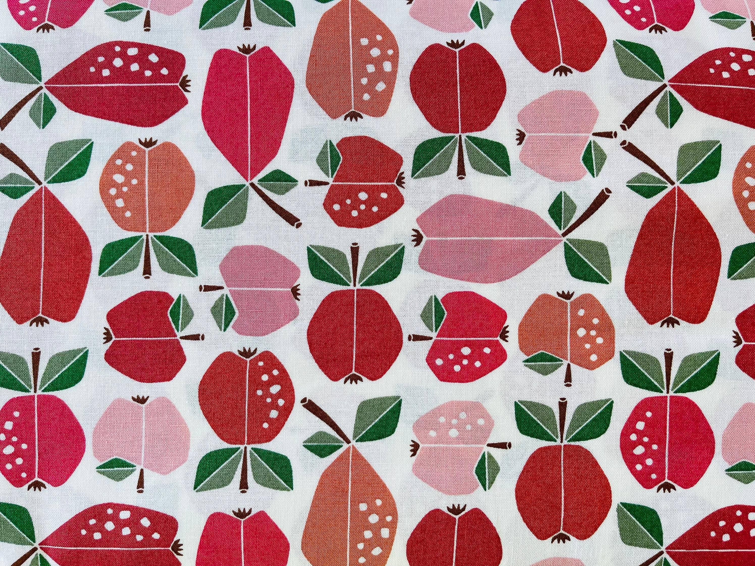 Under the Apple Tree - Orchard - Apple Red Fabric - Loes Van Oosten - Red - Pink - Green - Cotton + Steel  - Quilting Cotton - LV503-AR1