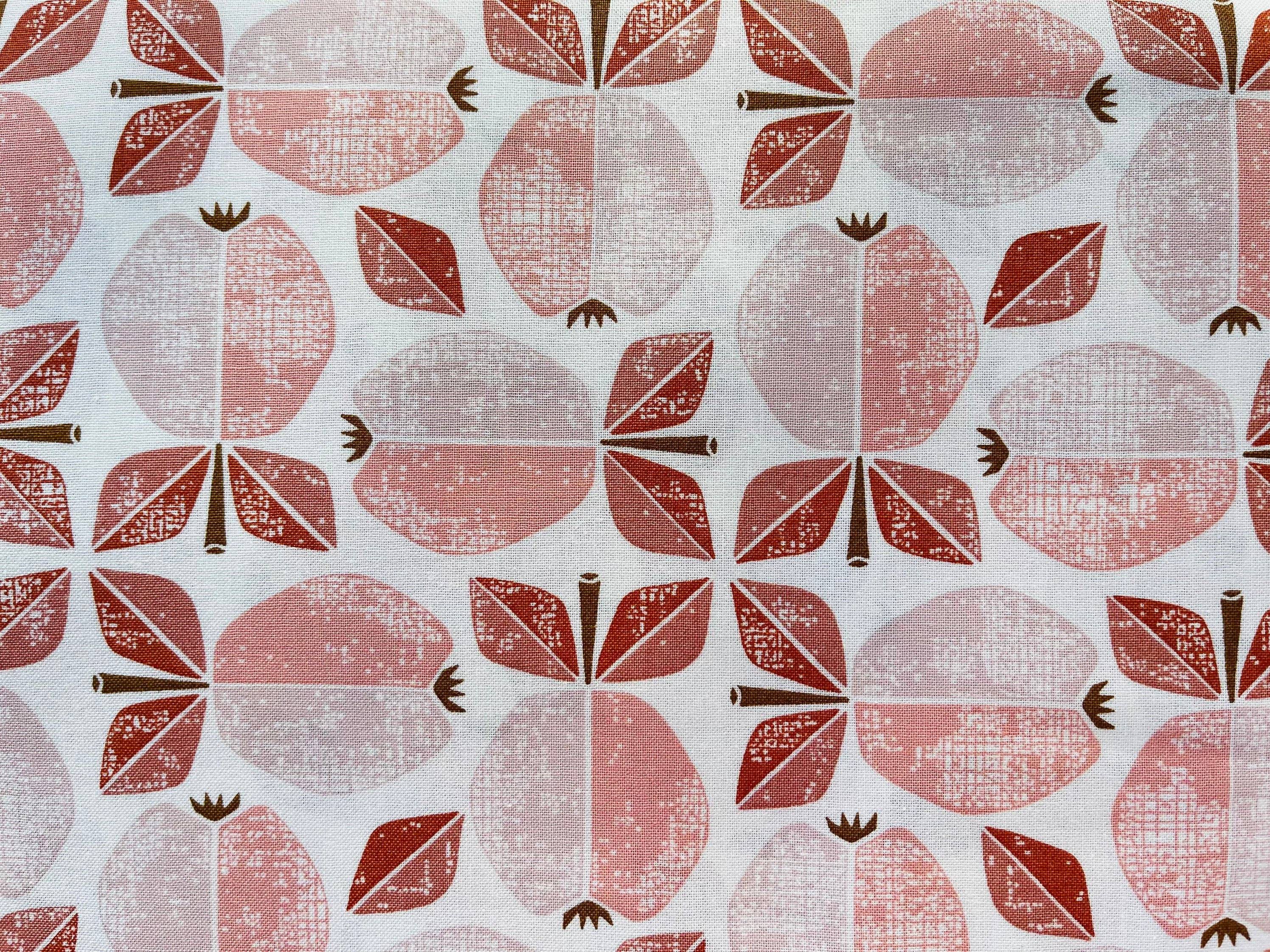 Under the Apple Tree - Apple - Candy Apple Red Fabric - White - Pink - Loes Van Oosten - Cotton + Steel  - Quilting Cotton - LV504- CA1