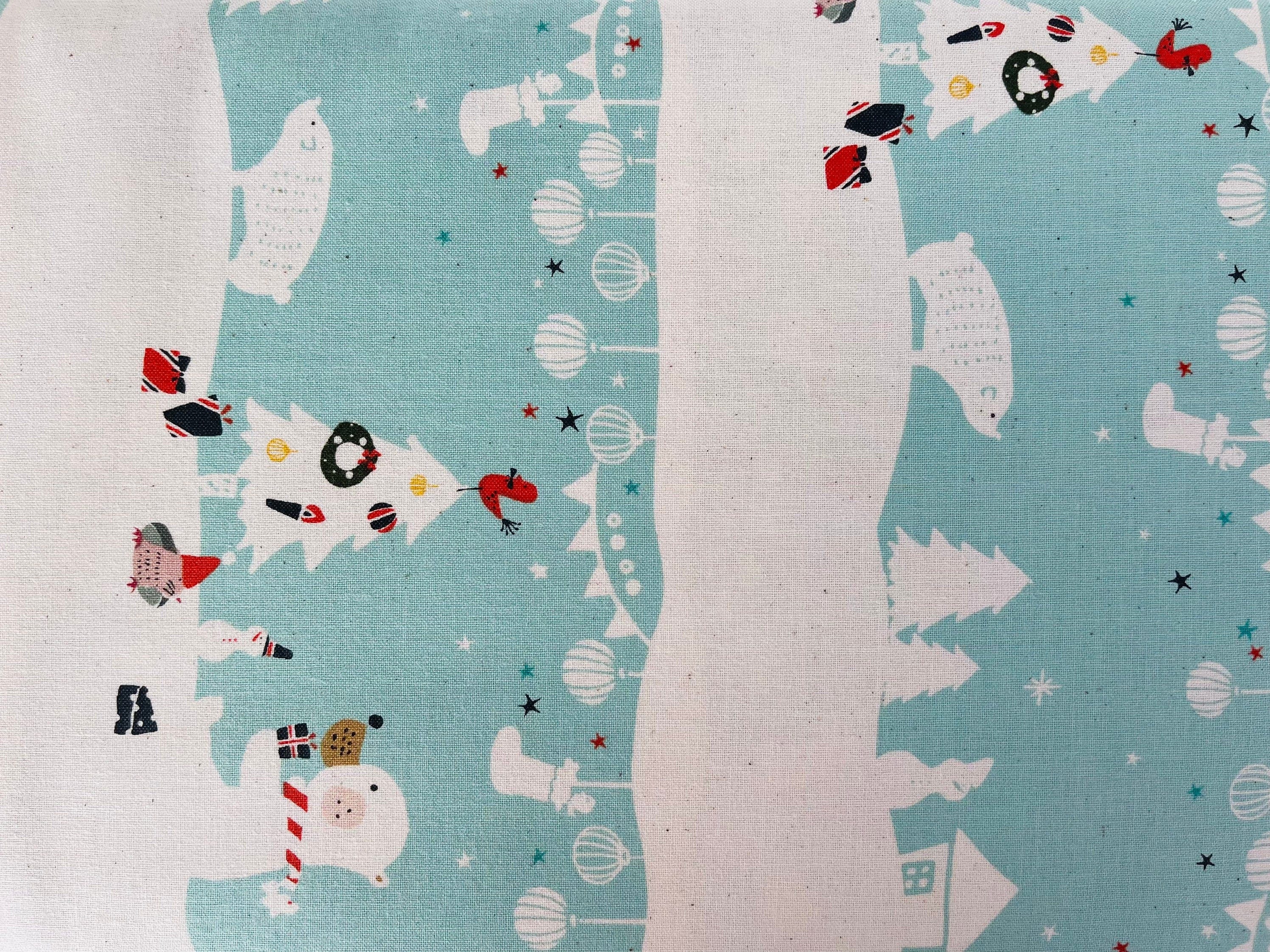 Waku Waku Christmas - Mr Polar Bear - Aqua Unbleached Fabric - Aqua - White - Red - Naocom - Cotton+ Steel - Quilting Cotton - NM201-AQ2U