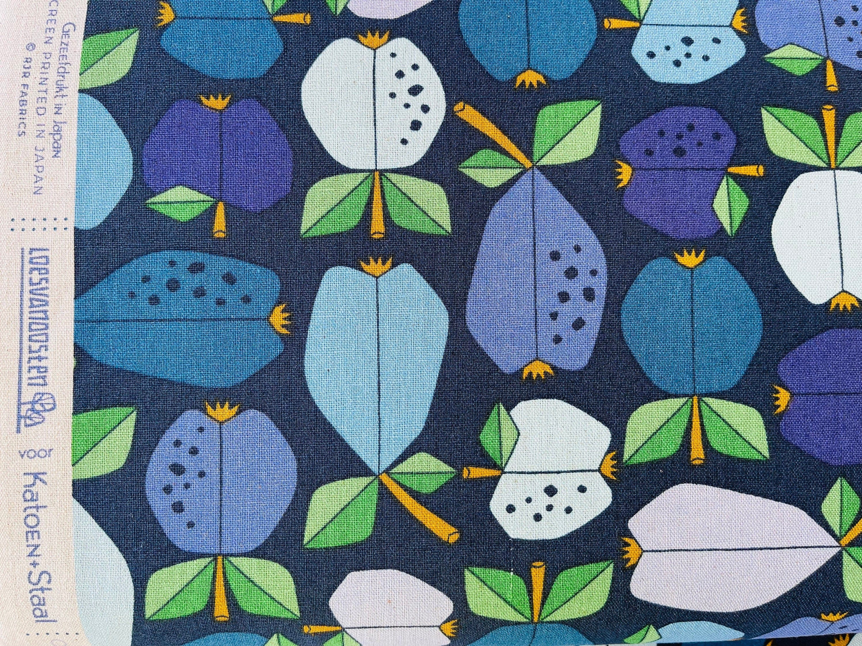 Under the Apple Tree - Orchard - Deep Blue Unbleached Canvas - Loes Van Oosten - Cotton + Steel Canvas Fabric - LV503-DB6UC