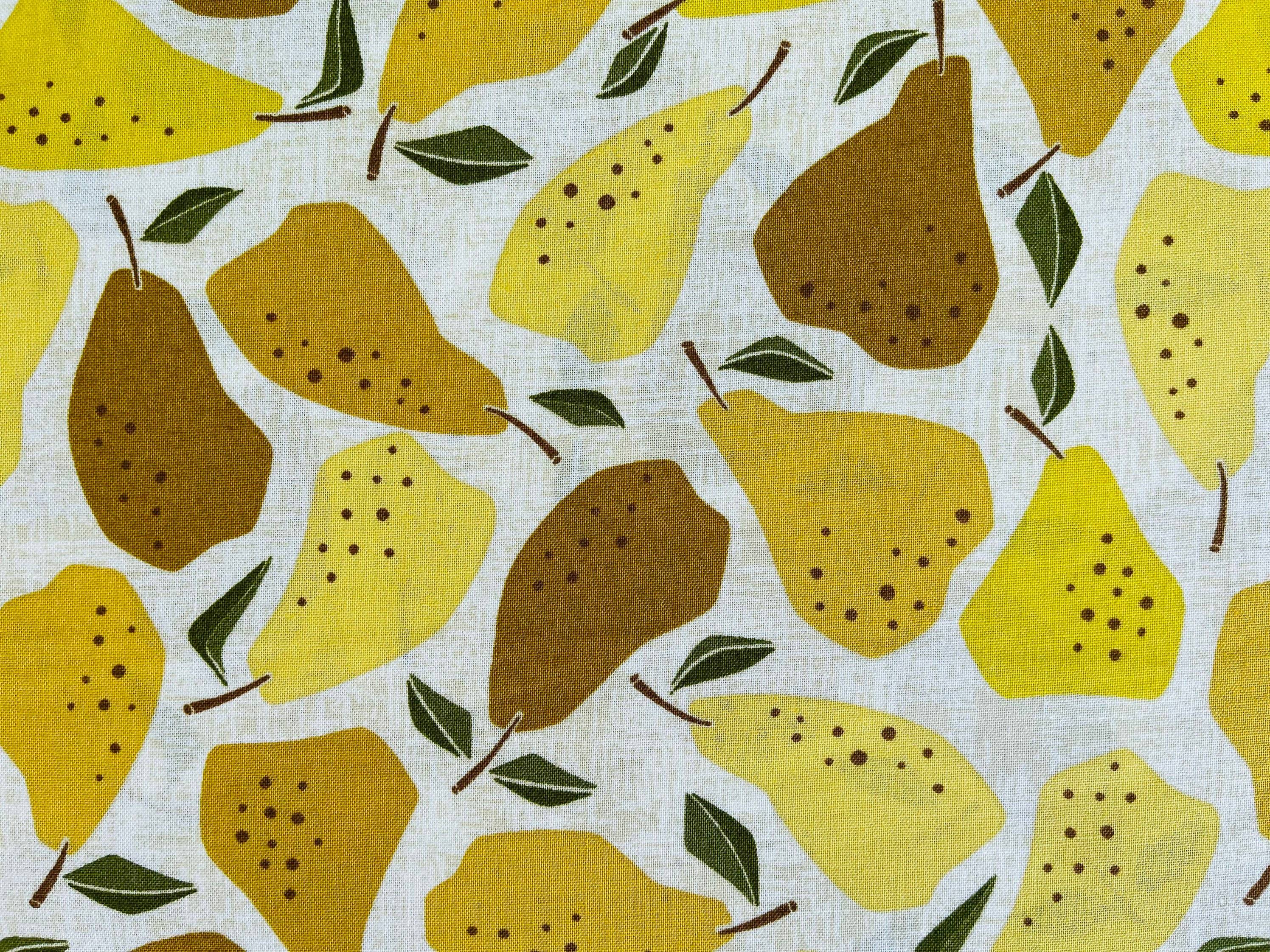 Under the Apple Tree - Quince -Yellow Fabric - Yellow - Brown - Olive - Loes Van Oosten - Cotton + Steel  - Quilting Cotton - LV502-YE2