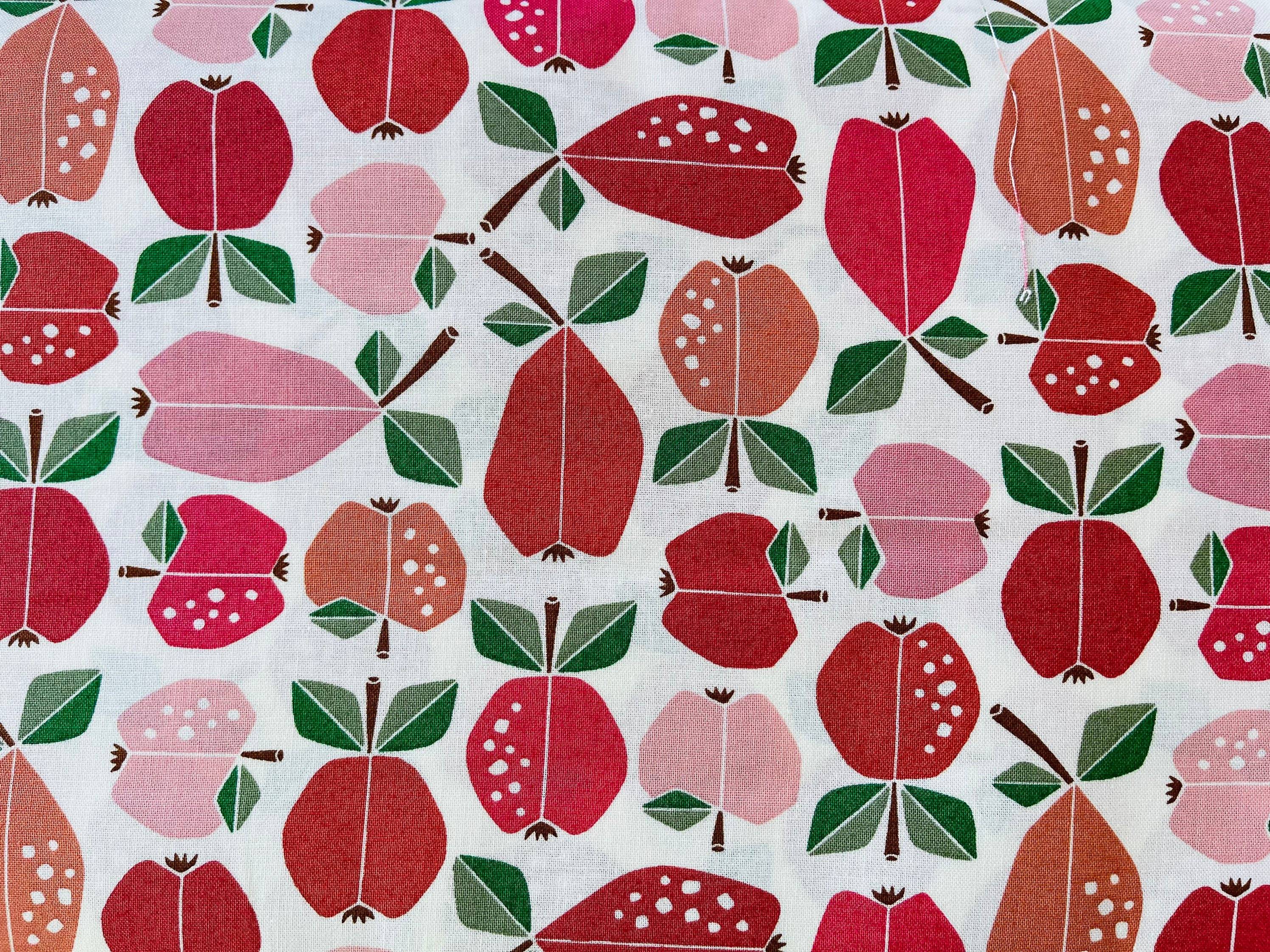Under the Apple Tree - Orchard - Apple Red Fabric - Loes Van Oosten - Red - Pink - Green - Cotton + Steel  - Quilting Cotton - LV503-AR1