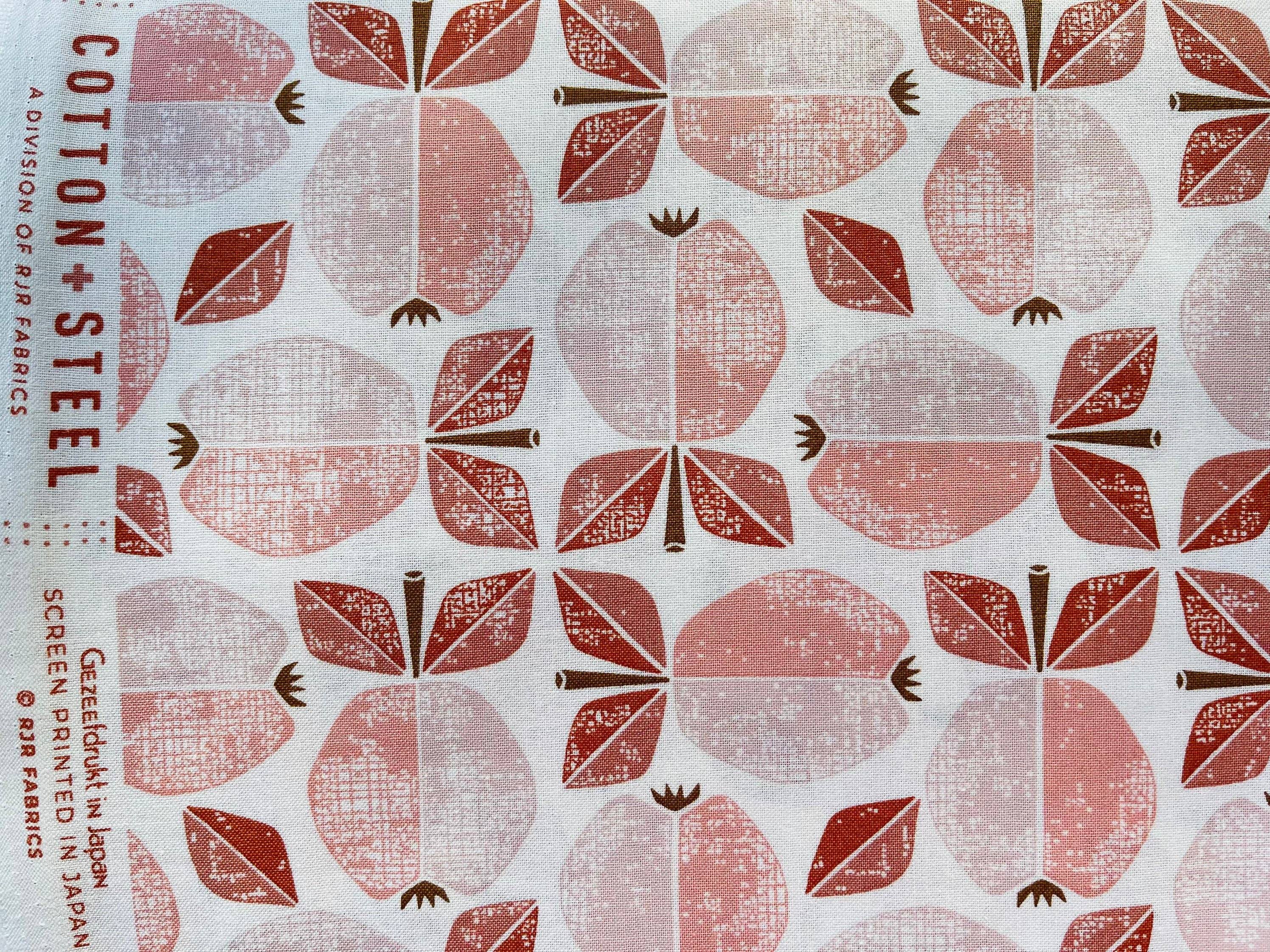 Under the Apple Tree - Apple - Candy Apple Red Fabric - White - Pink - Loes Van Oosten - Cotton + Steel  - Quilting Cotton - LV504- CA1