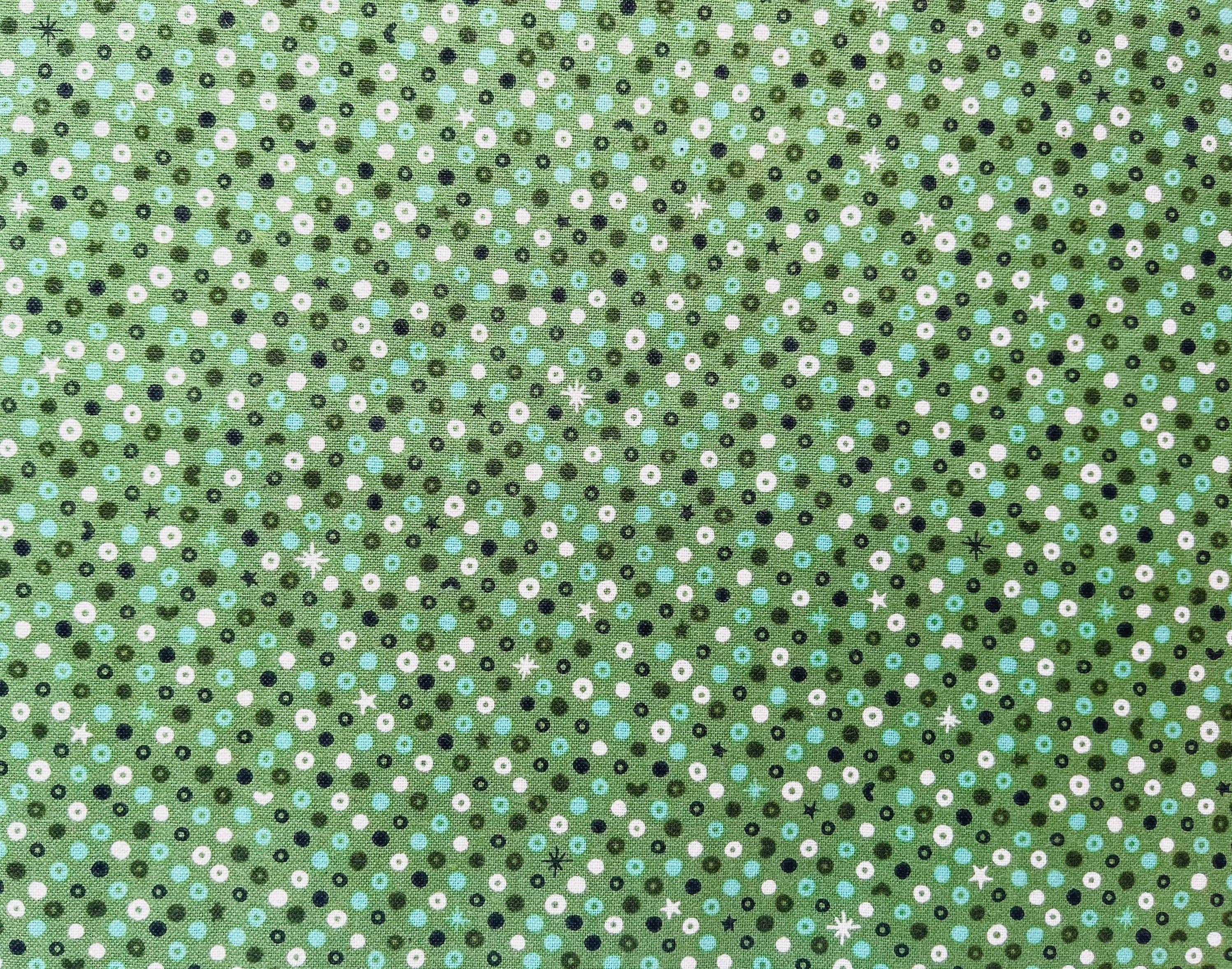 Waku Waku Christmas - Green Sequins Unbleached Fabric - Green - White - Black - Naocom - Cotton+ Steel - Quilting Cotton - NM204-GR1U