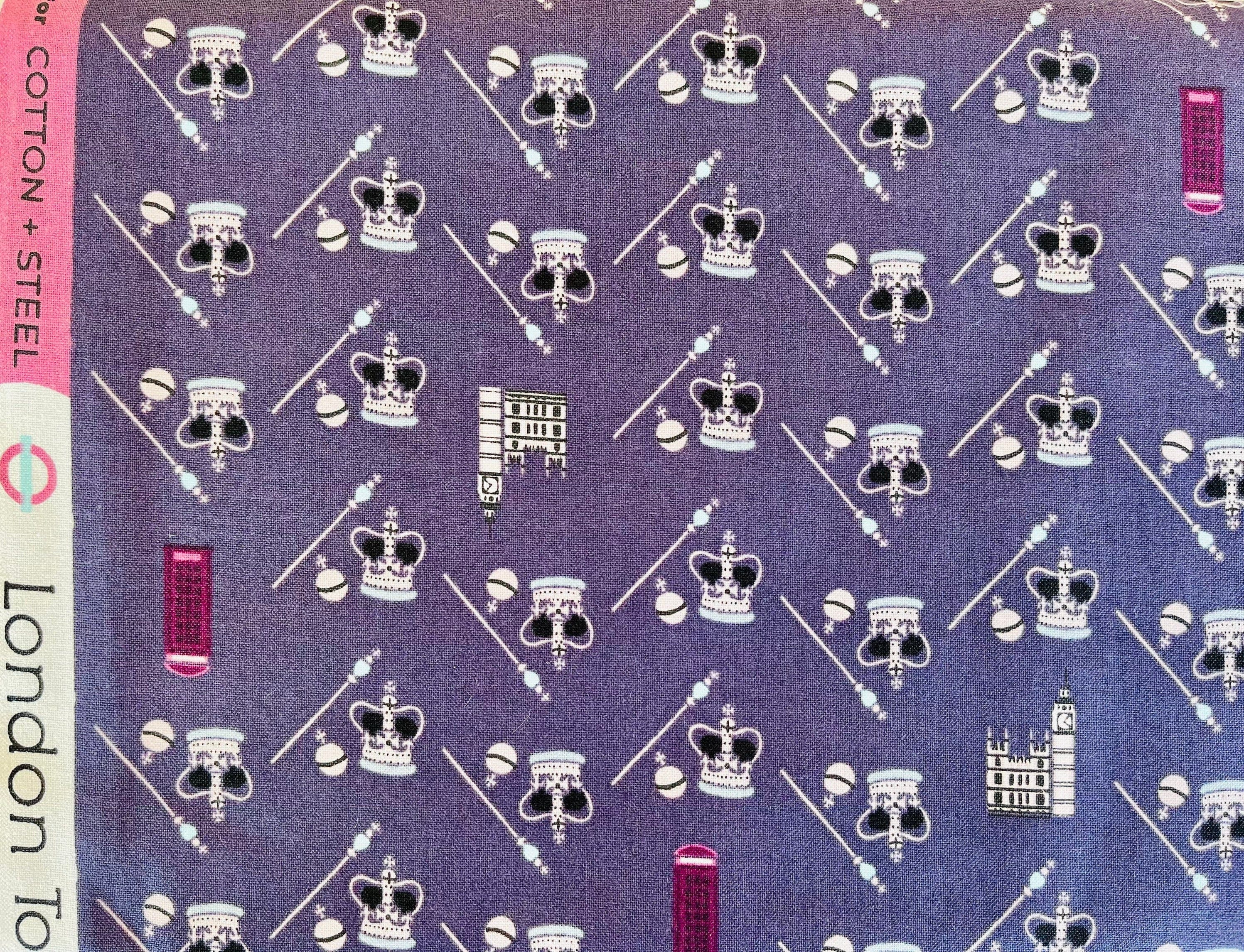 London Town HRH - Royal Purple Fabric- Sara Mulvanny - Cotton + Steel - Purple - Red - Blue - Quilting Cotton - SY104-RP3