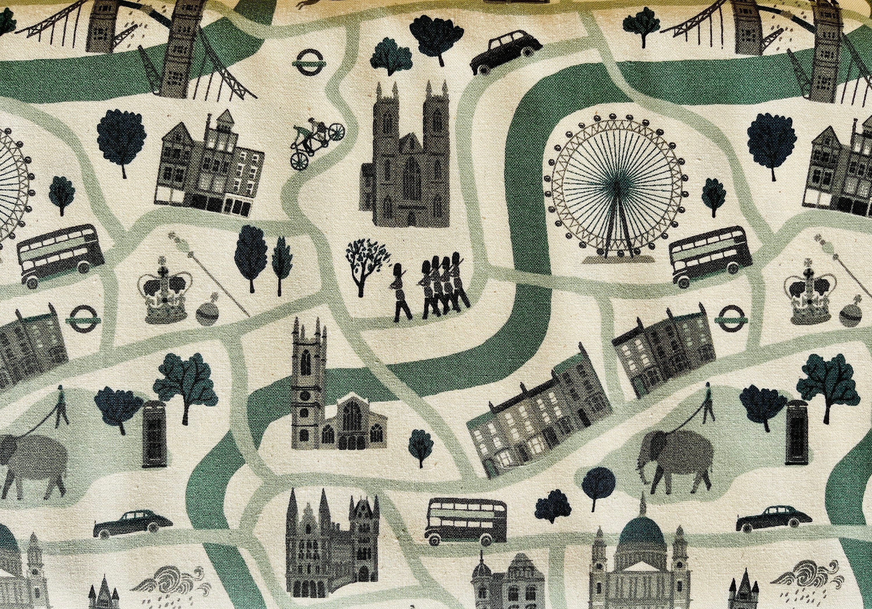 London Town - London Forever - Mint Unbleached Fabric - Sara Mulvanny - Cotton + Steel - Quilting Cotton - SY100-MI3U