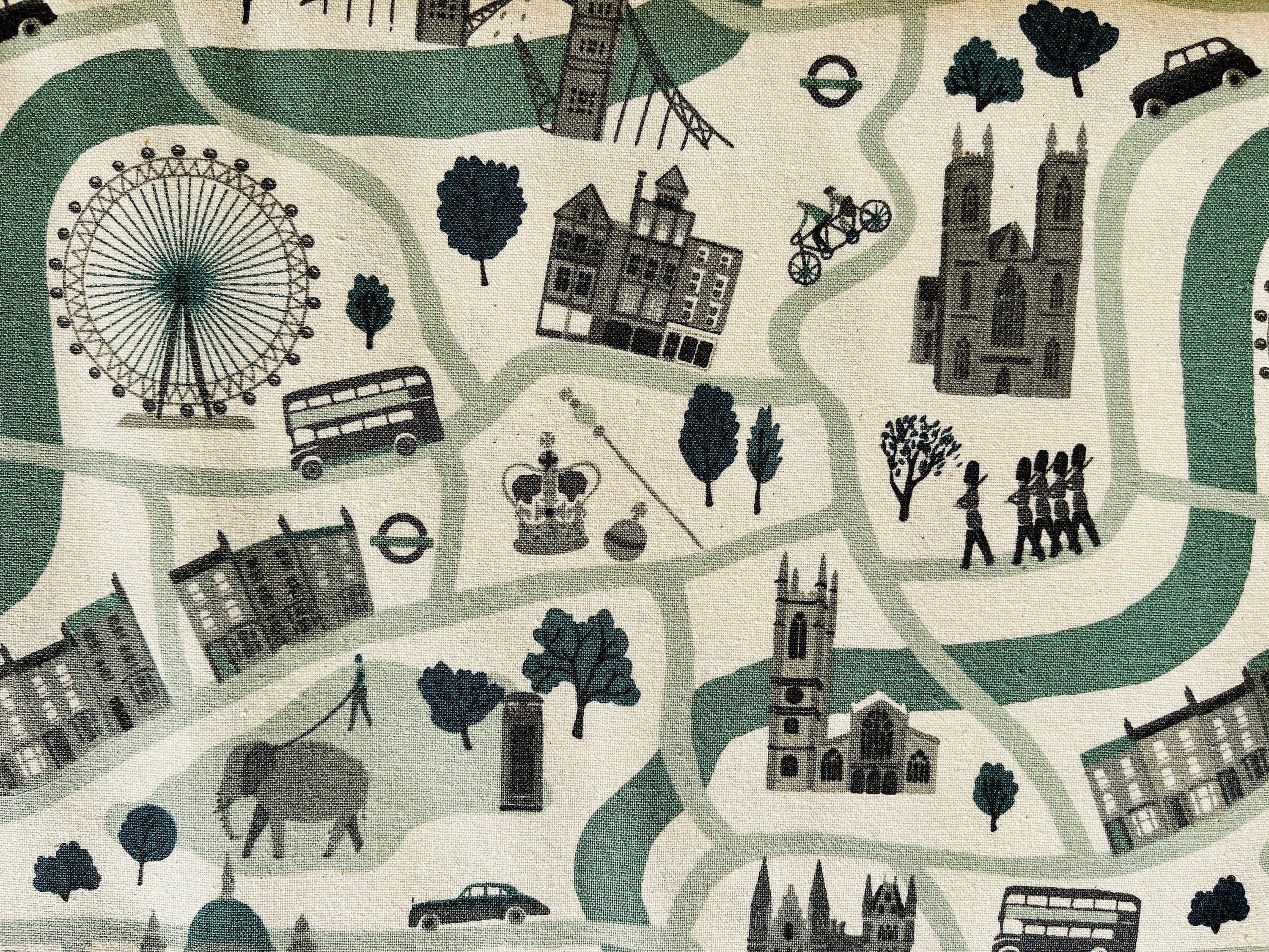 London Town - London Forever - Mint Unbleached Fabric - Sara Mulvanny - Cotton + Steel - Quilting Cotton - SY100-MI3U