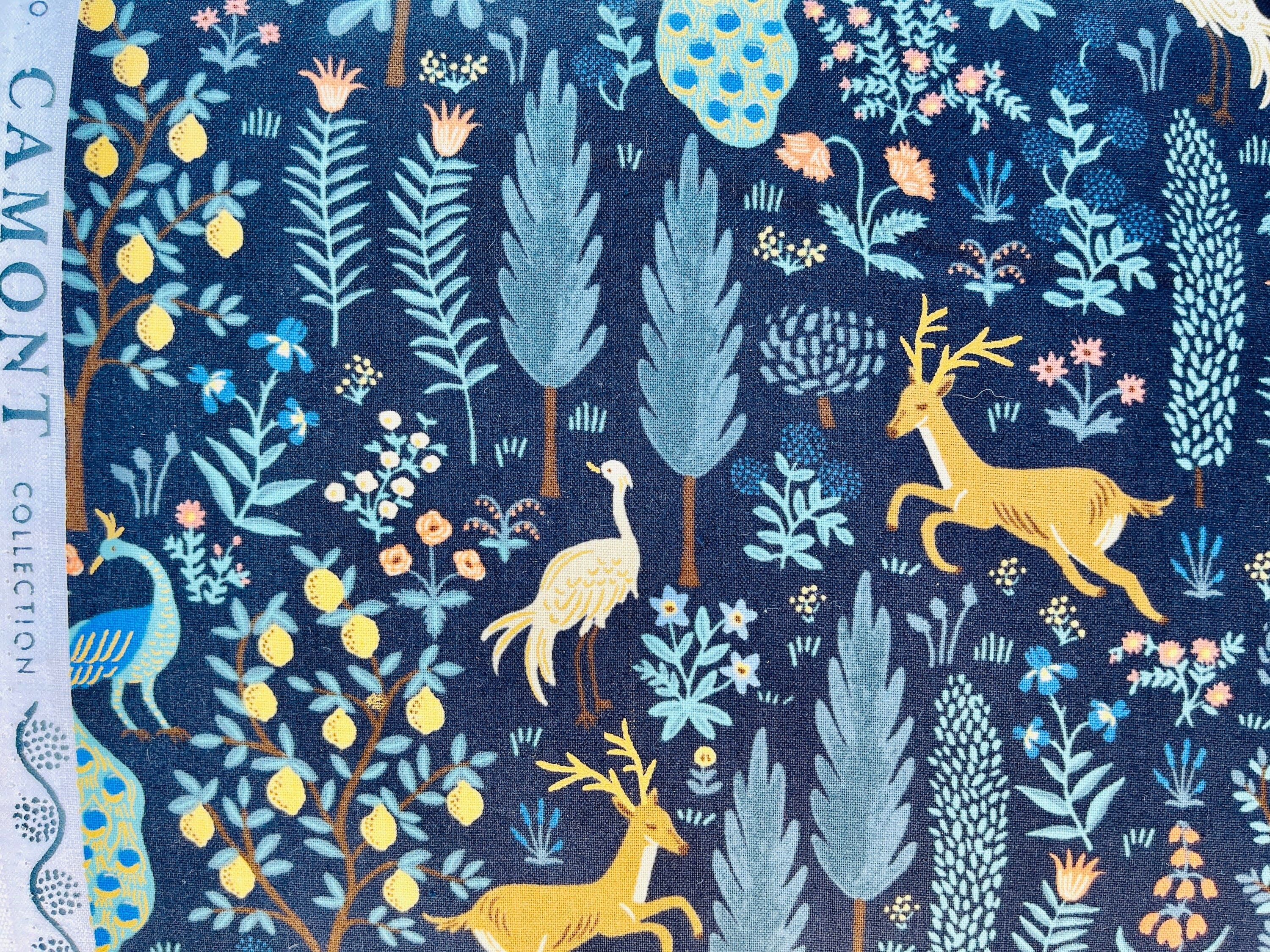 Camont - Menagerie - Black Metallic Fabric - Rifle Paper Co - Quilting Cotton Fabric - Cotton+ Steel - RP700-BK1M