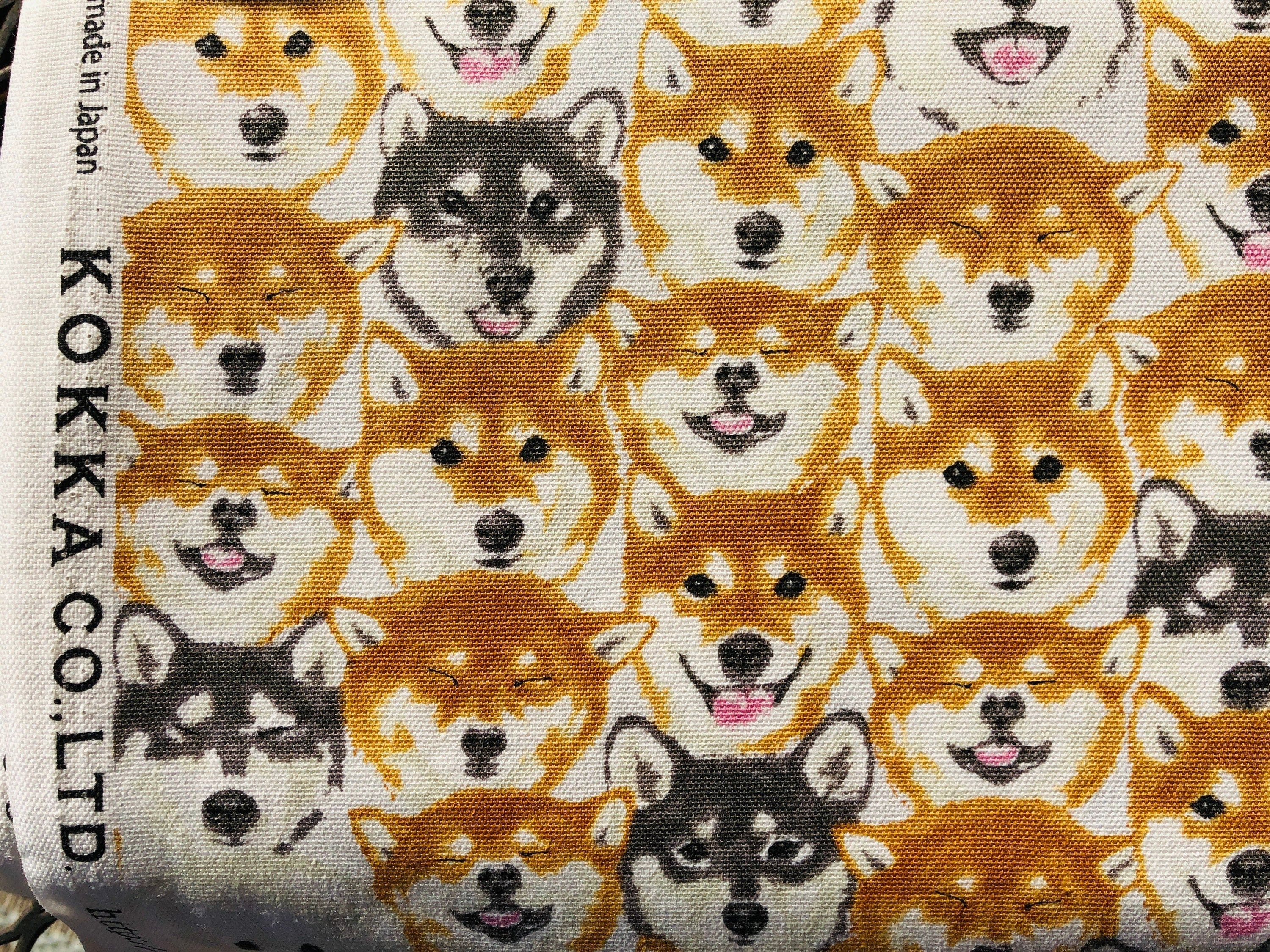 Dog - Husky - Husky Dog - Japanese Fabric - Kokka - Mask Fabric - Quilting Cotton Fabric - Black - Brown - White - YK-76070