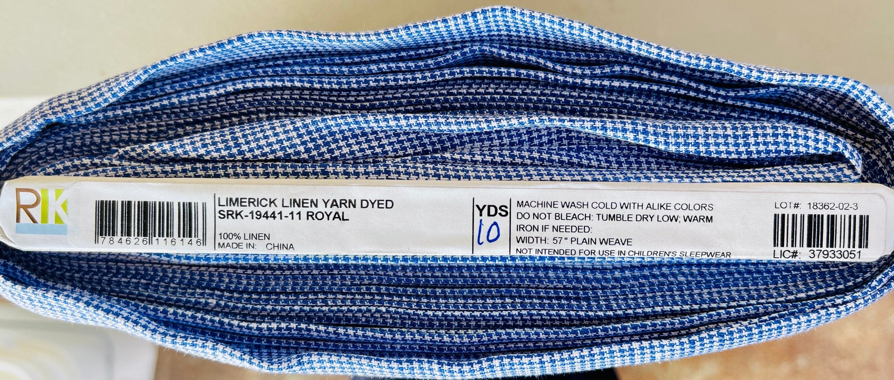 Limerick Linen - Royal - Robert Kaufman - Yarn - Dyed Linen - Summer Dress Fabric - SRK-19441-11