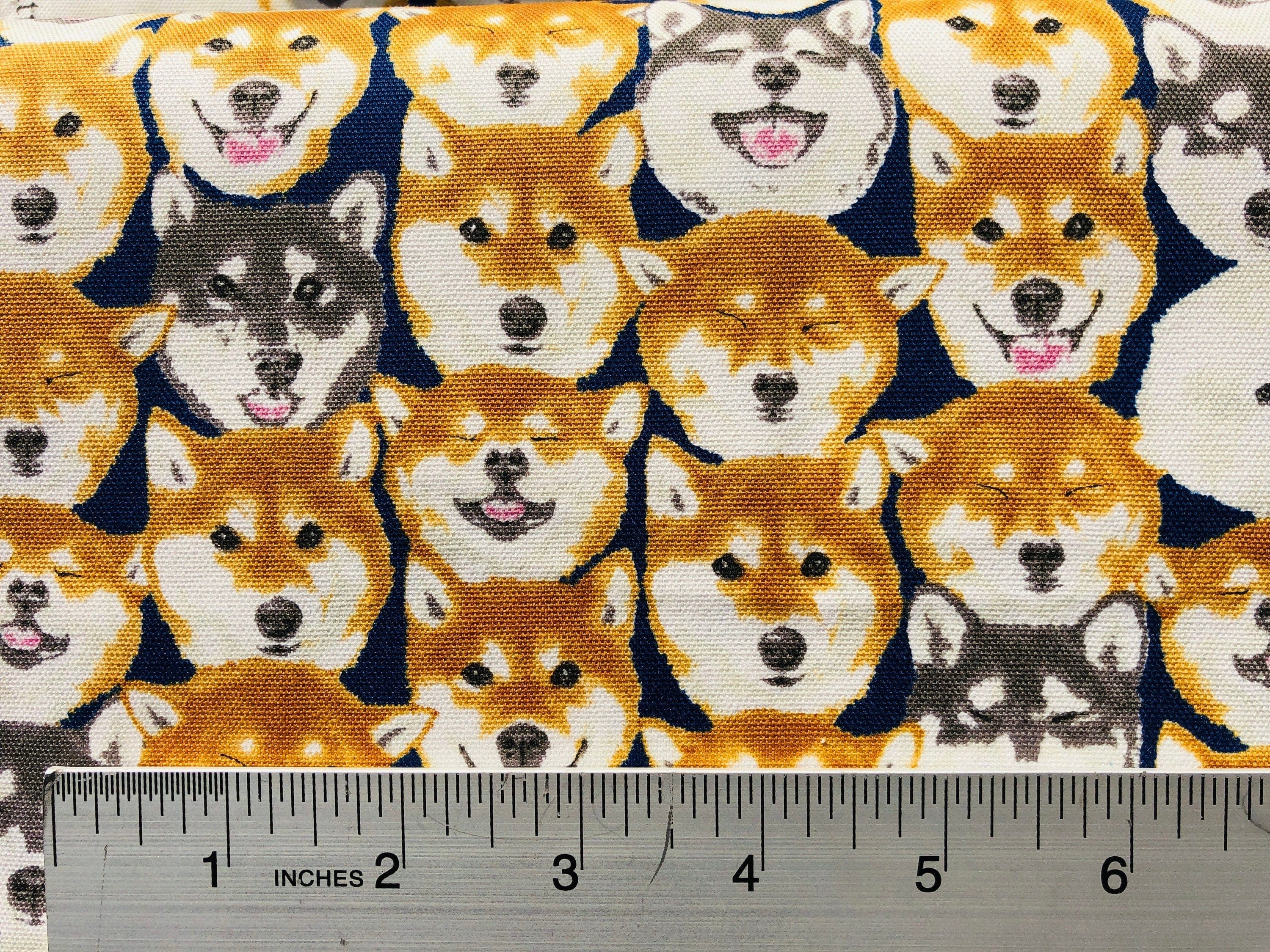 Dog - Husky - Husky Dog - Japanese Fabric - Kokka - Mask Fabric - Quilting Cotton Fabric - Black - Brown - White - YK-76070