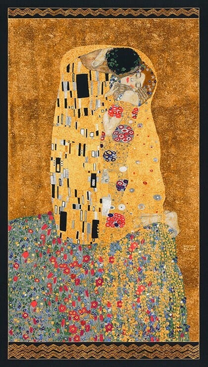 Gustav Klimt - Kissing - Gold - Robert Kaufman - Quilting Cotton Panel
