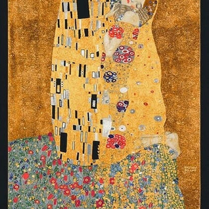 Gustav Klimt - Kissing - Gold - Robert Kaufman - Quilting Cotton Panel