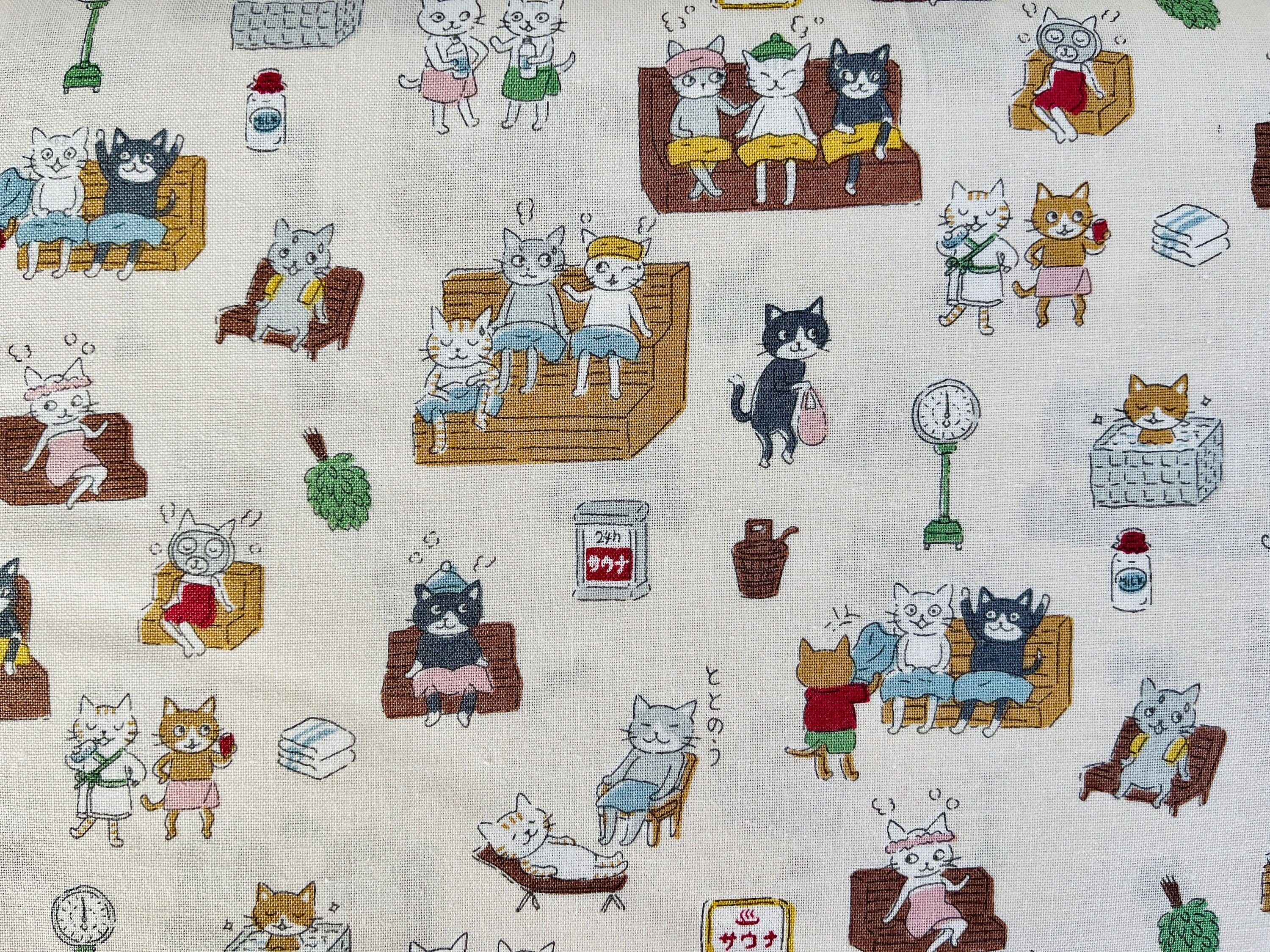 Cat-Cat Fabric-Funny Cats-Kokka Fabric-Japanese fabric