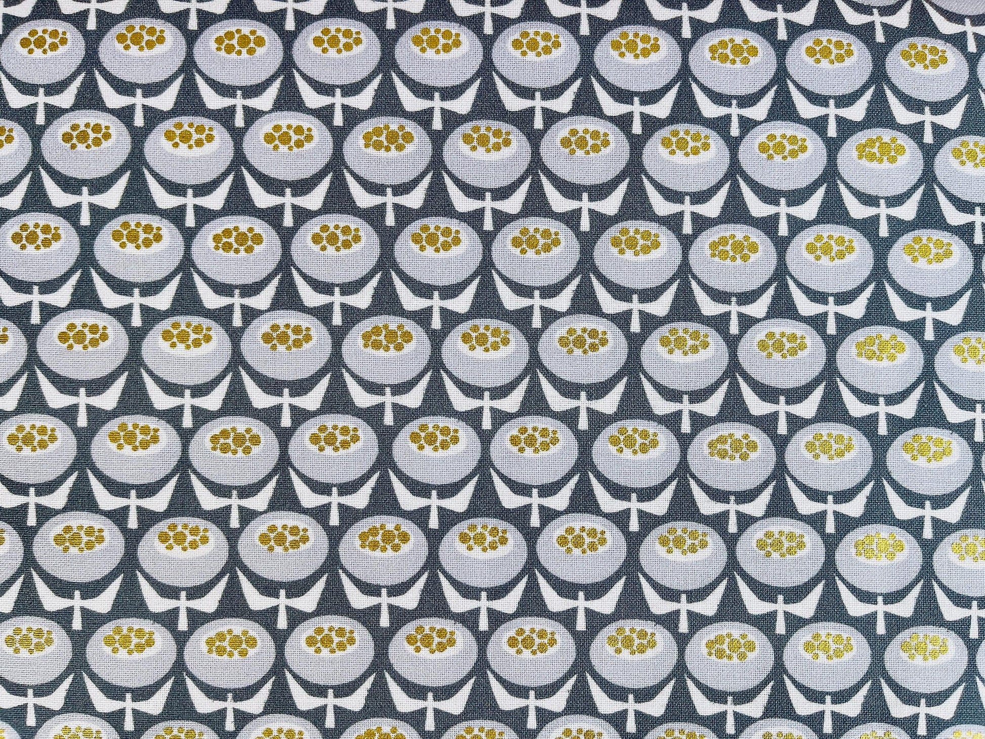 Sweet Floral Scent-Buttercup-Gray Skies Metallic Fabric-Loes Van Oosten-Cotton+Steel-LV804-GS4M