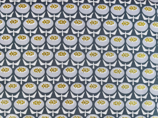 Sweet Floral Scent-Buttercup-Gray Skies Metallic Fabric-Loes Van Oosten-Cotton+Steel-LV804-GS4M