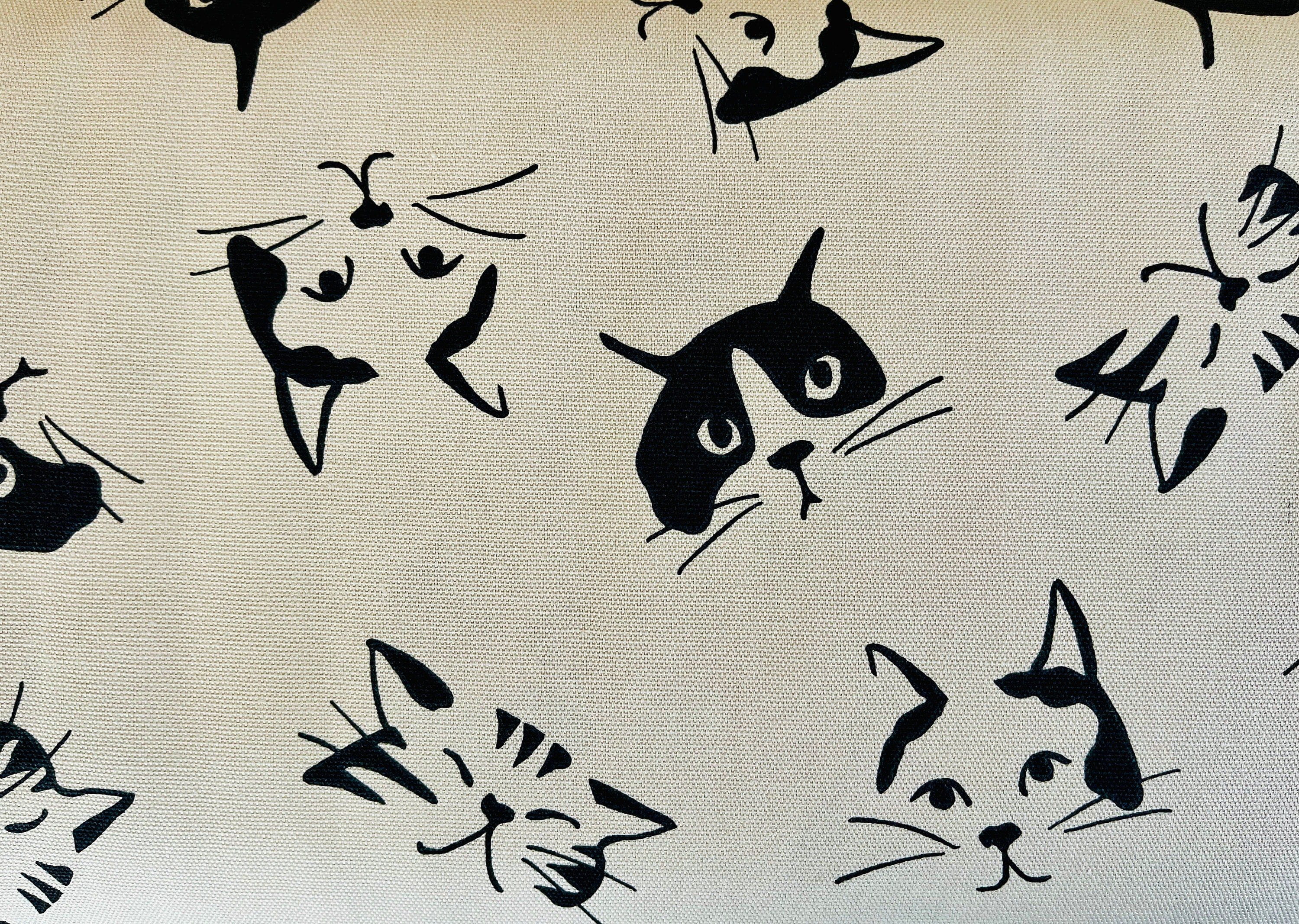Cat - Cat Fabric - Japanese Fabric - Cotton Oxford Fabric - H-7097