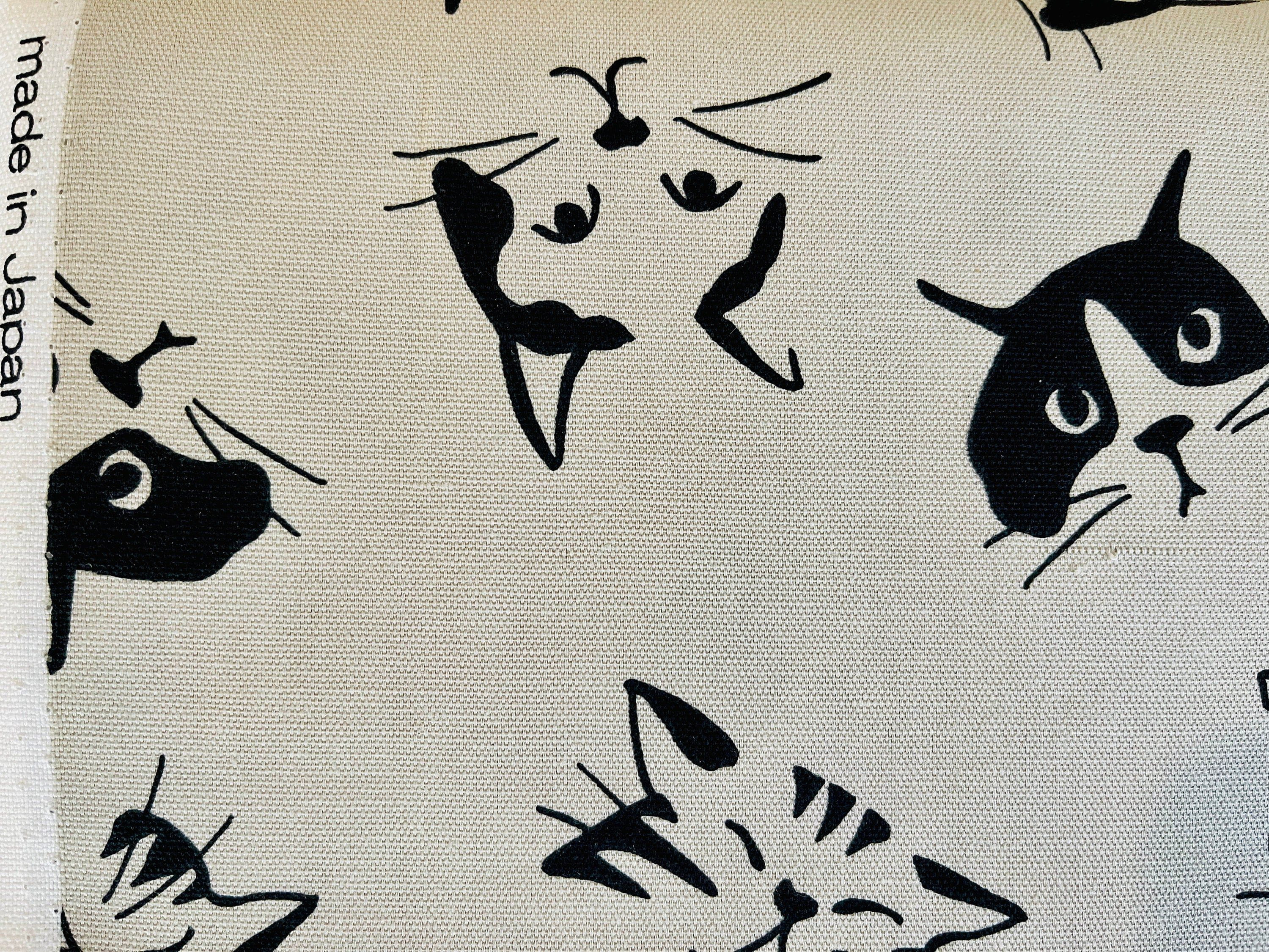 Cat - Cat Fabric - Japanese Fabric - Cotton Oxford Fabric - H-7097