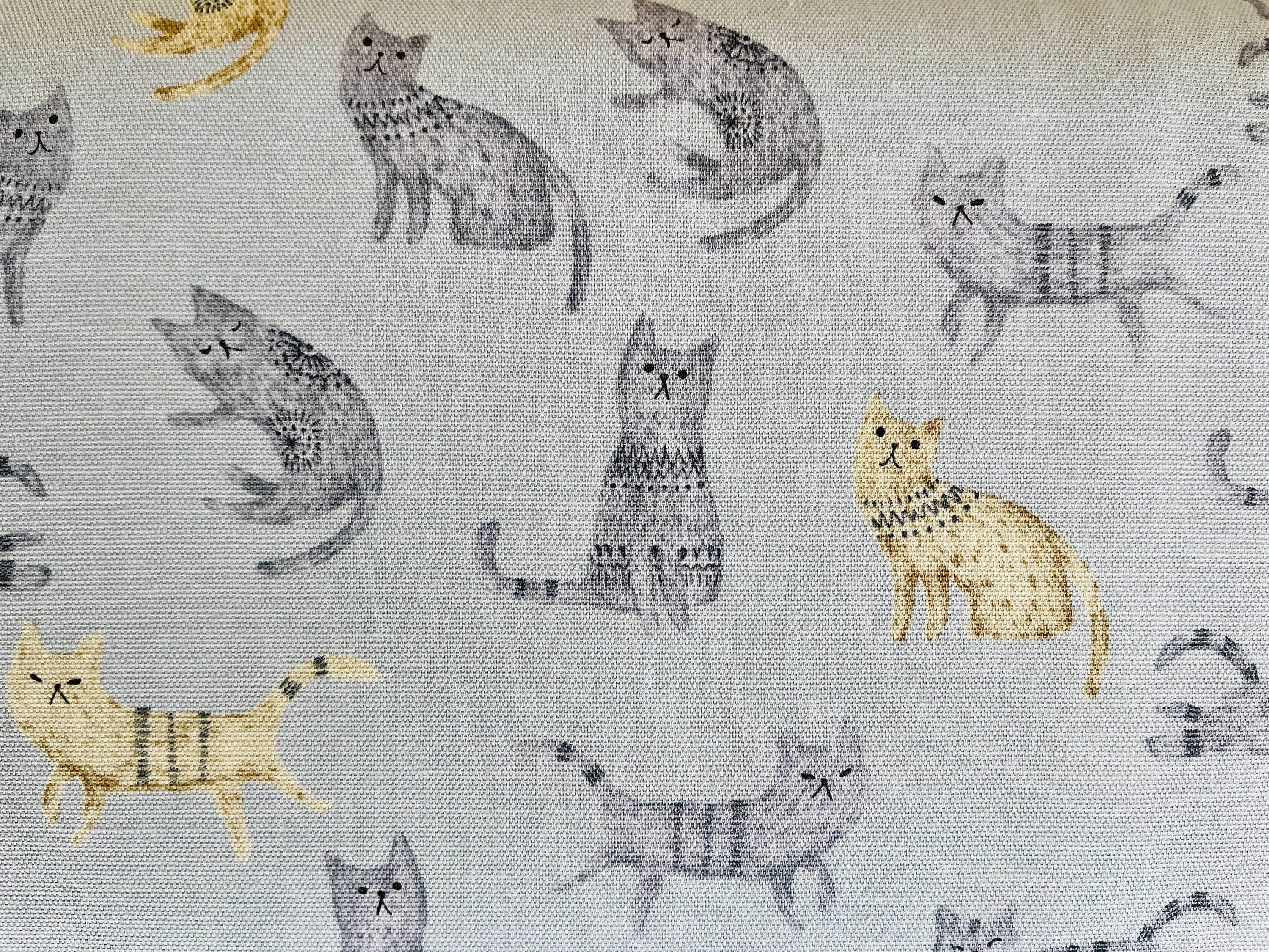 Cat - Cat Fabric - Japanese Fabric - Cotton Oxford Fabric - H-7096 - 1A